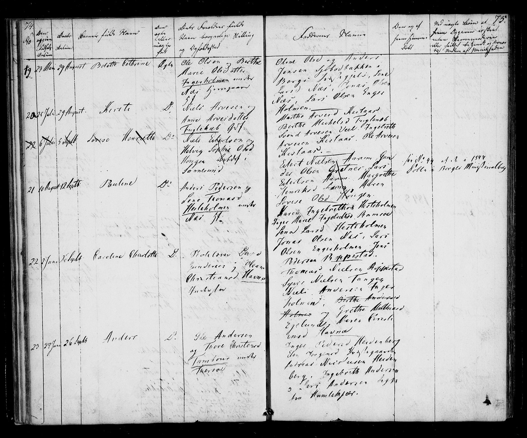 Borge prestekontor Kirkebøker, AV/SAO-A-10903/F/Fb/L0001: Parish register (official) no. II 1, 1836-1852, p. 74-75