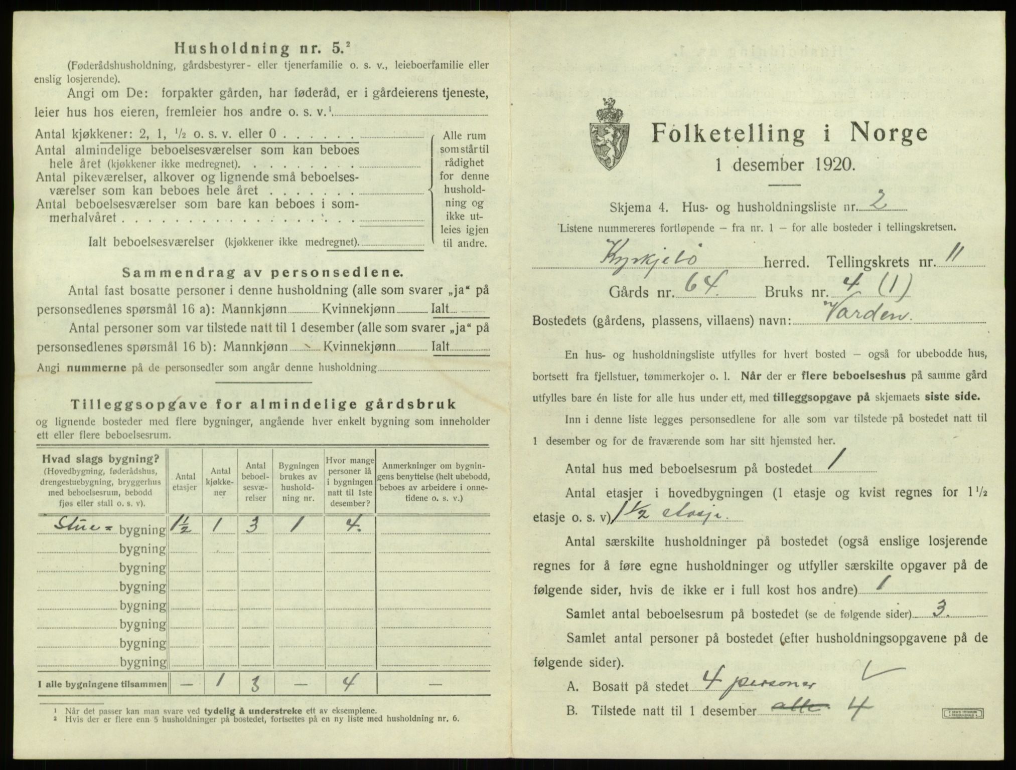 SAB, 1920 census for Kyrkjebø, 1920, p. 709