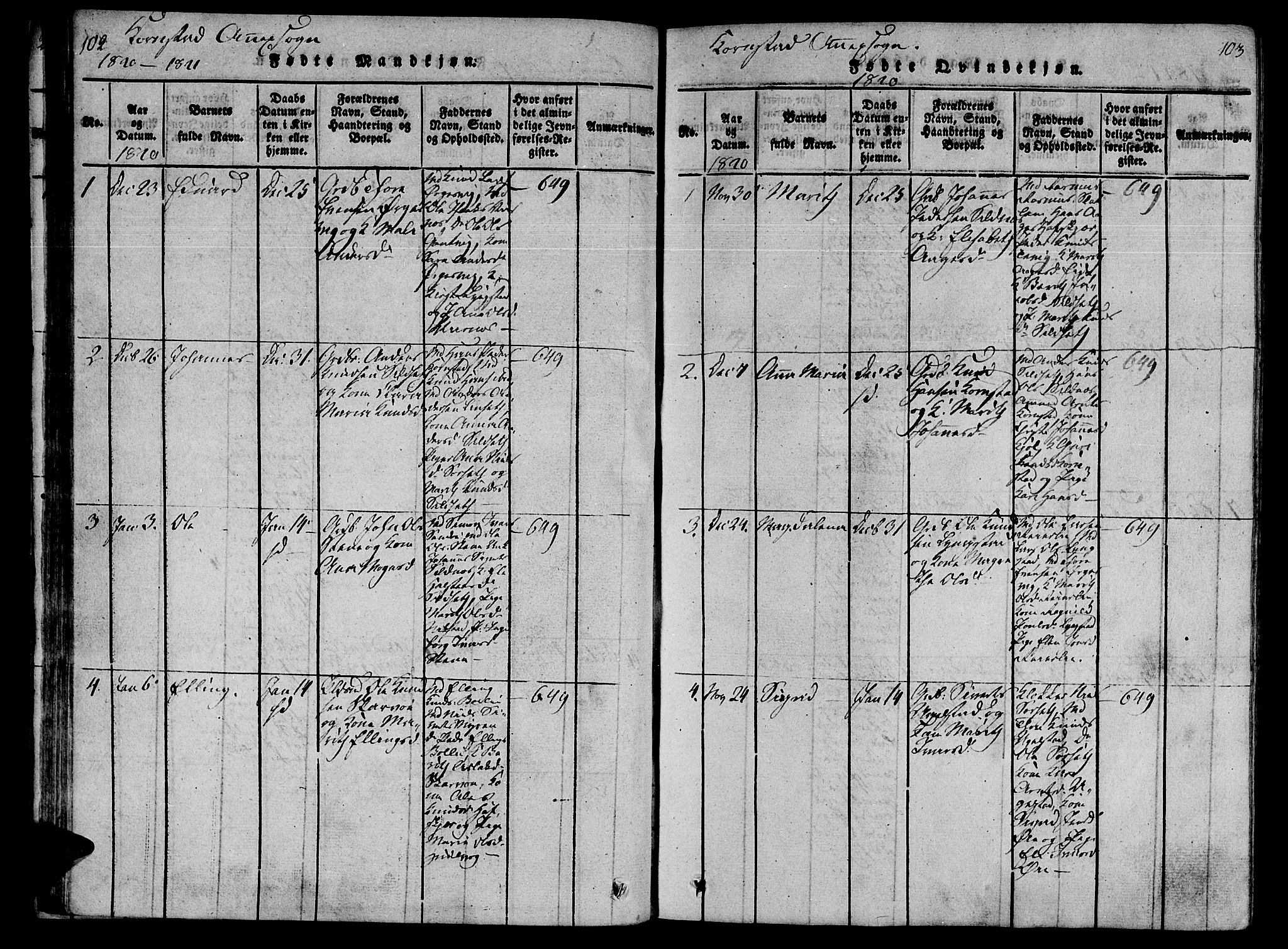 Ministerialprotokoller, klokkerbøker og fødselsregistre - Møre og Romsdal, SAT/A-1454/568/L0800: Parish register (official) no. 568A09 /3, 1820-1830, p. 102-103