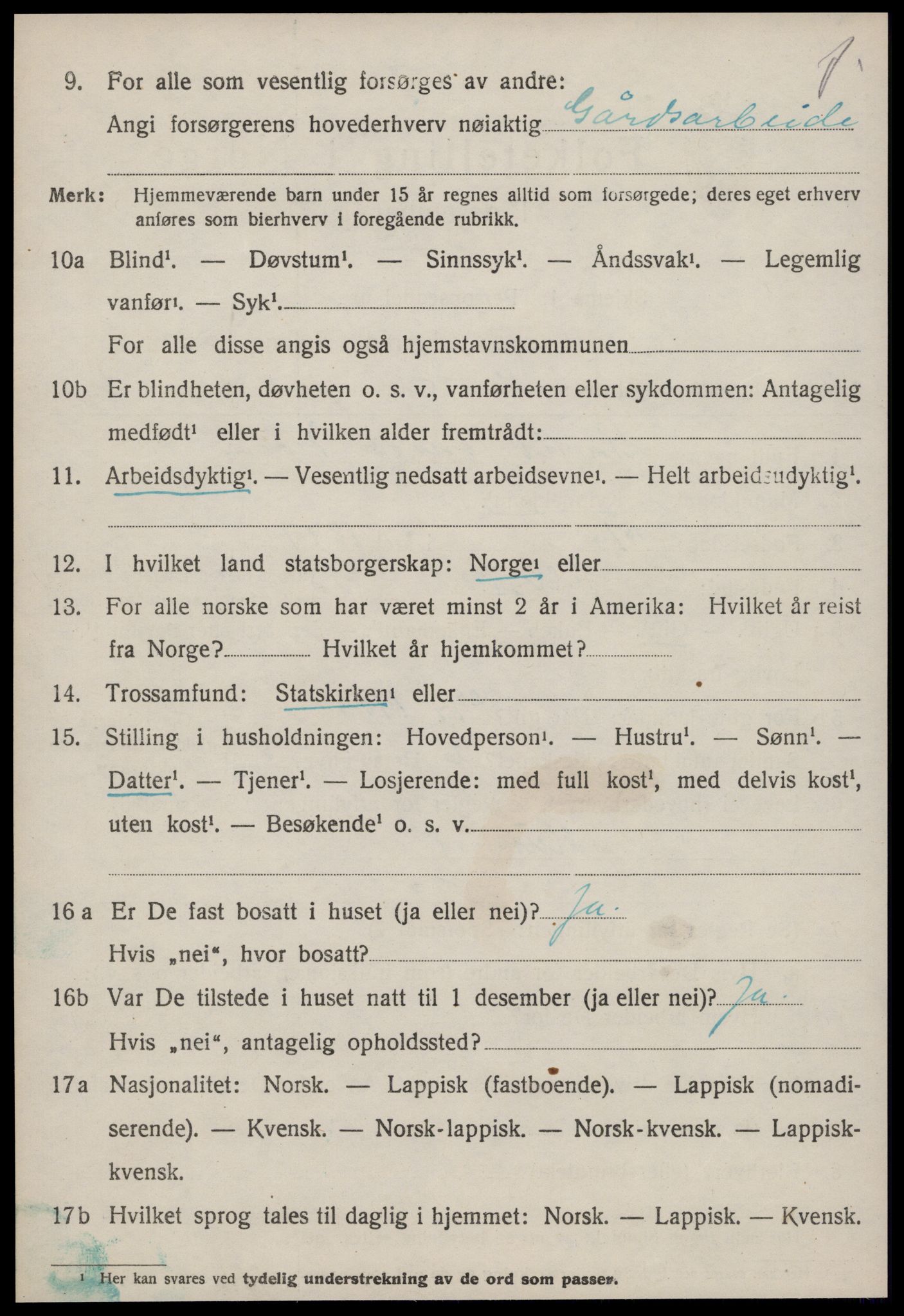 SAT, 1920 census for Selbu, 1920, p. 5881