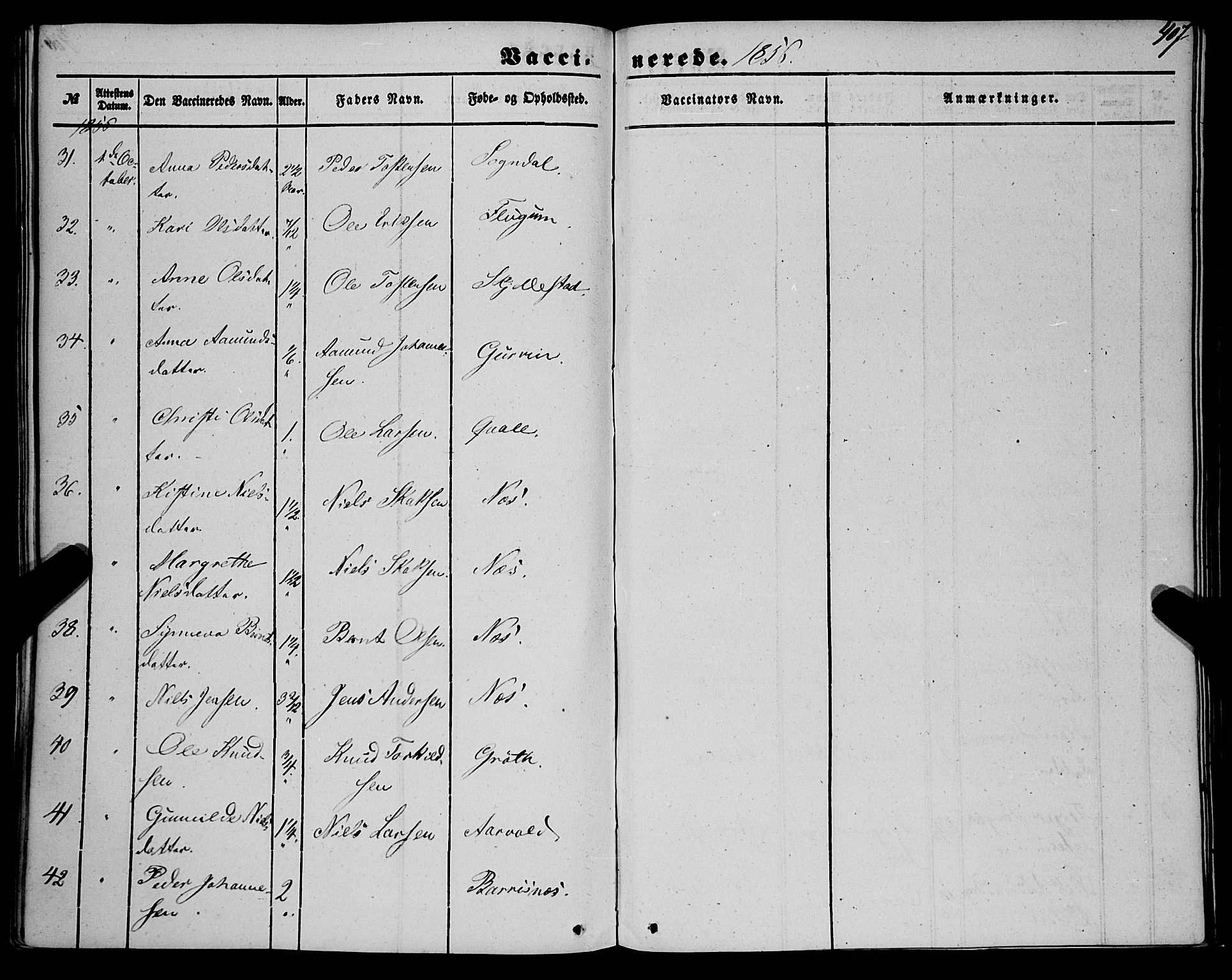 Sogndal sokneprestembete, AV/SAB-A-81301/H/Haa/Haaa/L0012II: Parish register (official) no. A 12II, 1847-1877, p. 407