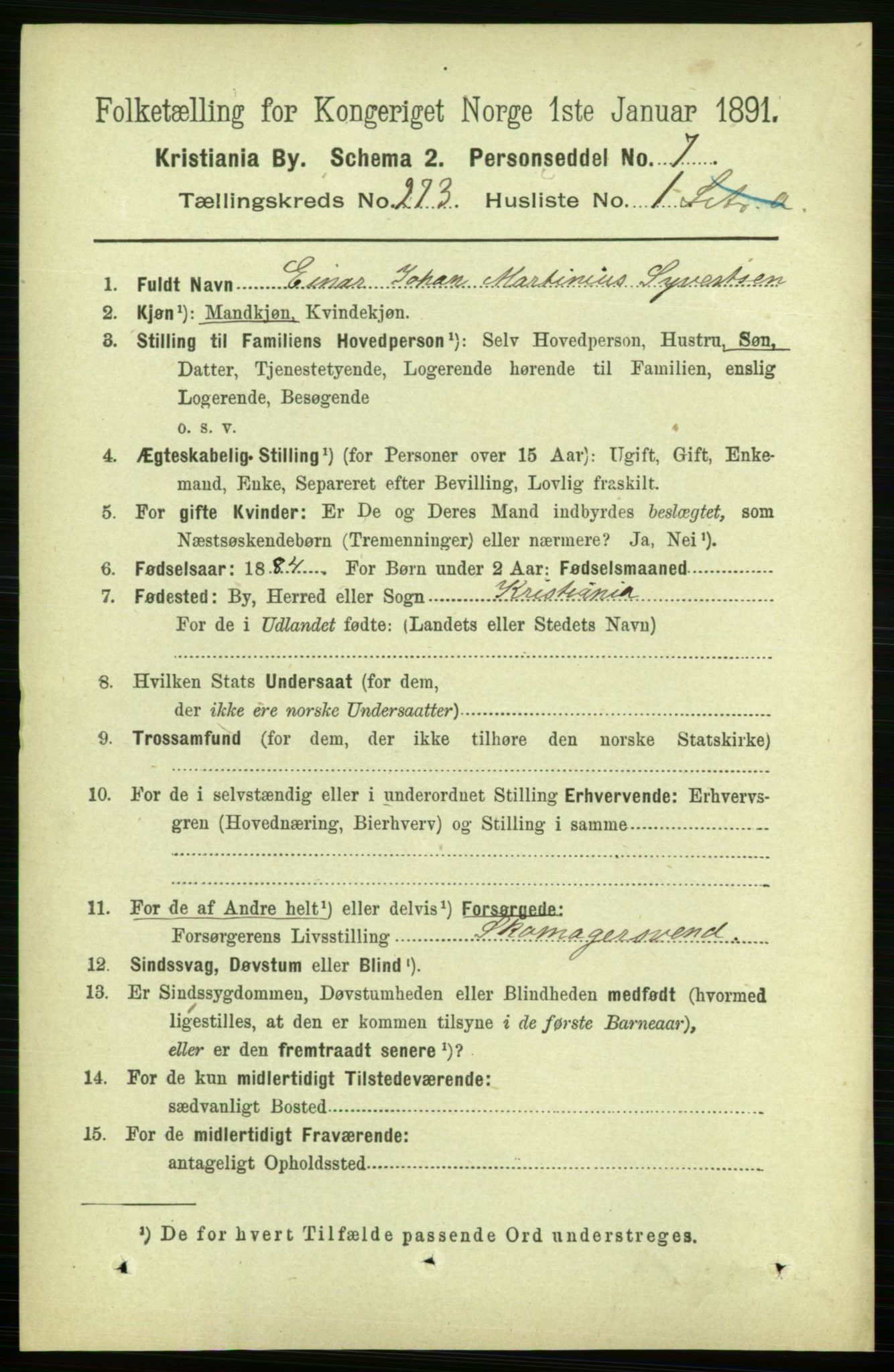 RA, 1891 census for 0301 Kristiania, 1891, p. 165766