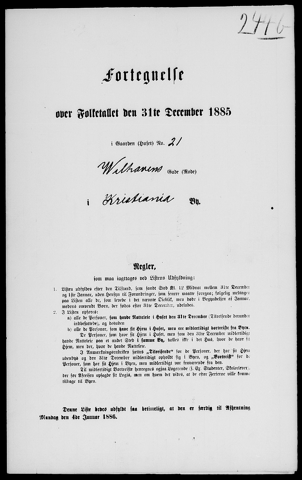 RA, 1885 census for 0301 Kristiania, 1885, p. 2198