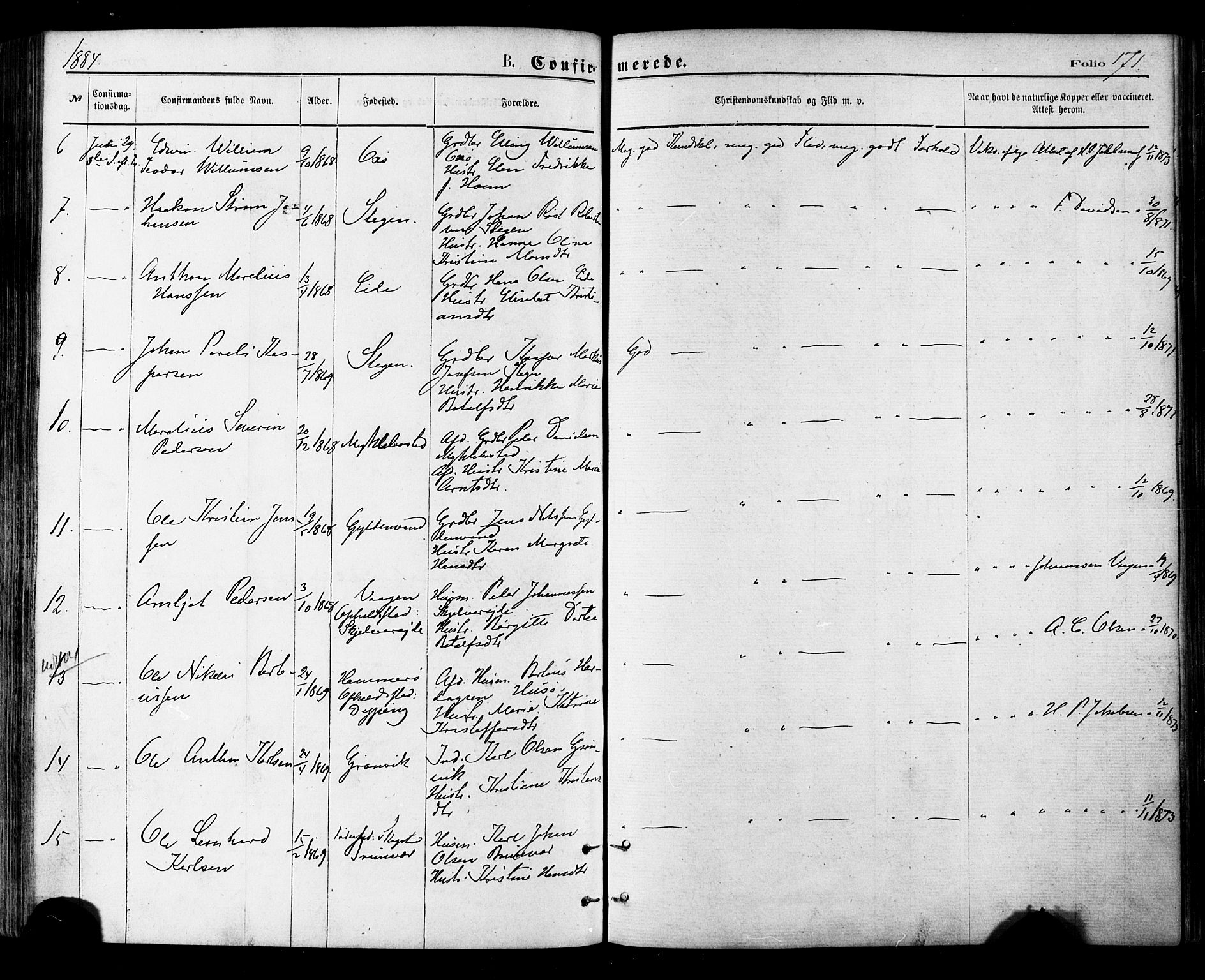 Ministerialprotokoller, klokkerbøker og fødselsregistre - Nordland, SAT/A-1459/855/L0802: Parish register (official) no. 855A10, 1875-1886, p. 171
