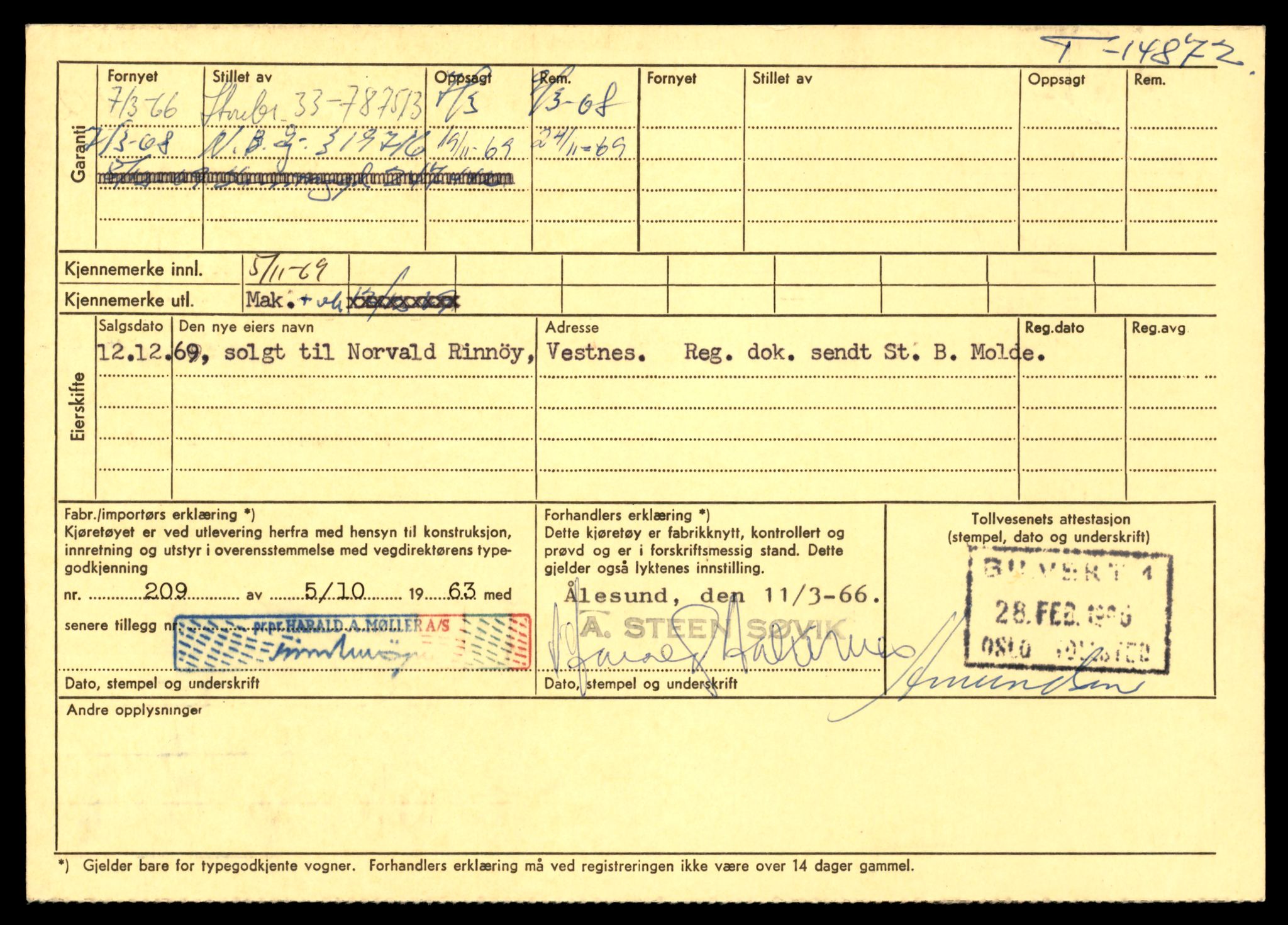 Møre og Romsdal vegkontor - Ålesund trafikkstasjon, AV/SAT-A-4099/F/Fe/L0049: Registreringskort for kjøretøy T 14864 - T 18613, 1927-1998, p. 234