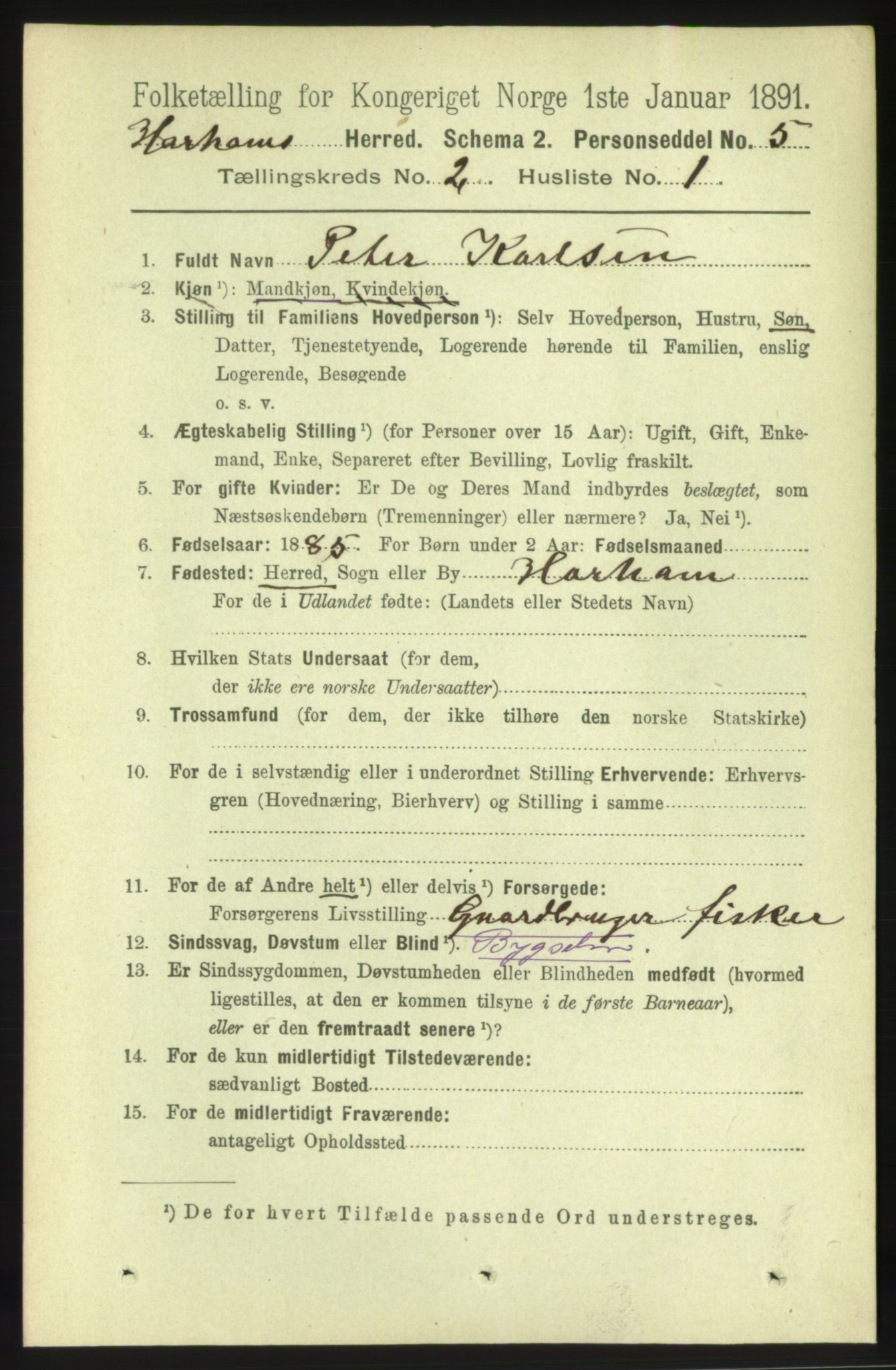 RA, 1891 census for 1534 Haram, 1891, p. 620