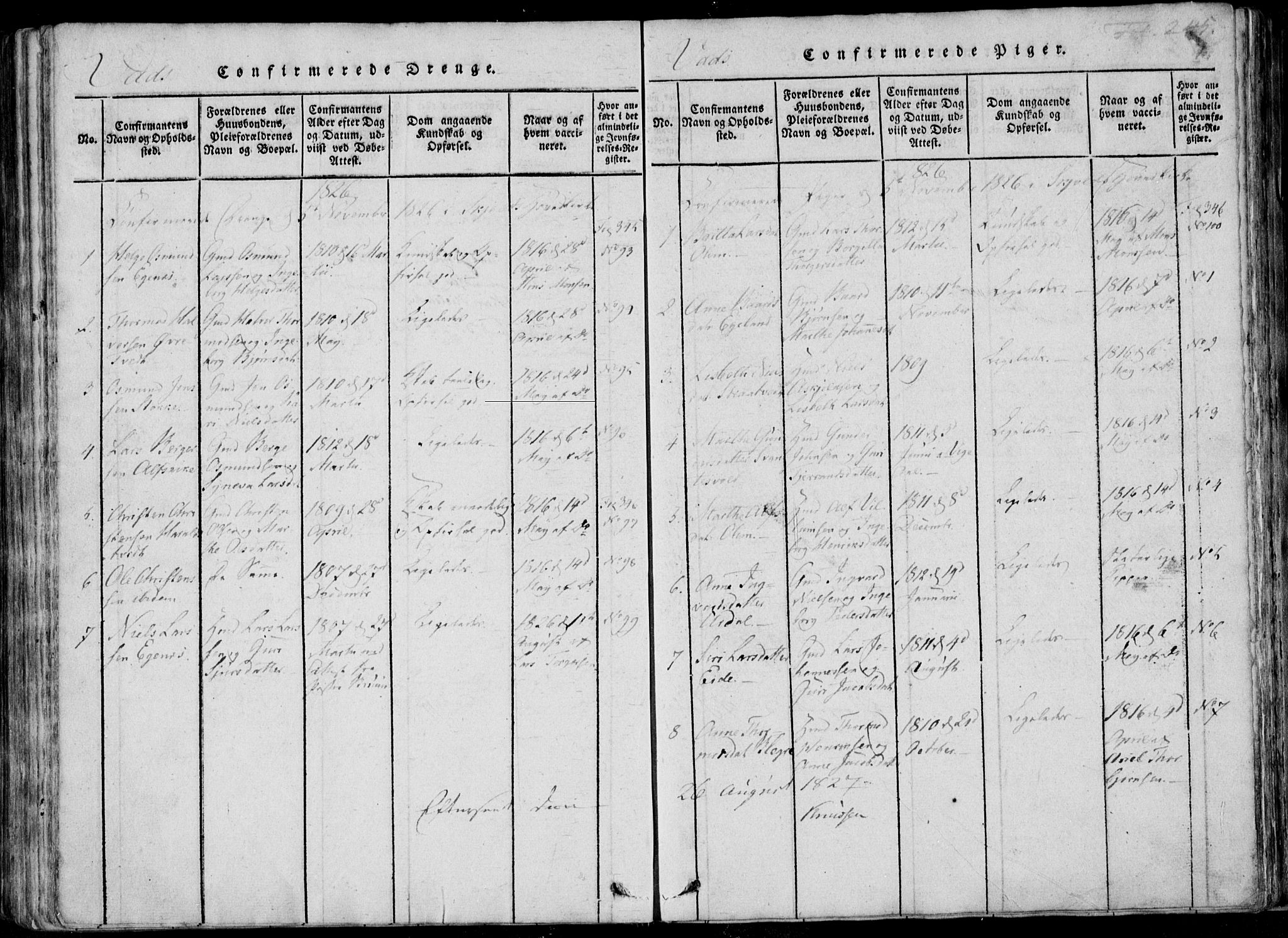 Skjold sokneprestkontor, SAST/A-101847/H/Ha/Haa/L0004: Parish register (official) no. A 4 /2, 1815-1830, p. 245