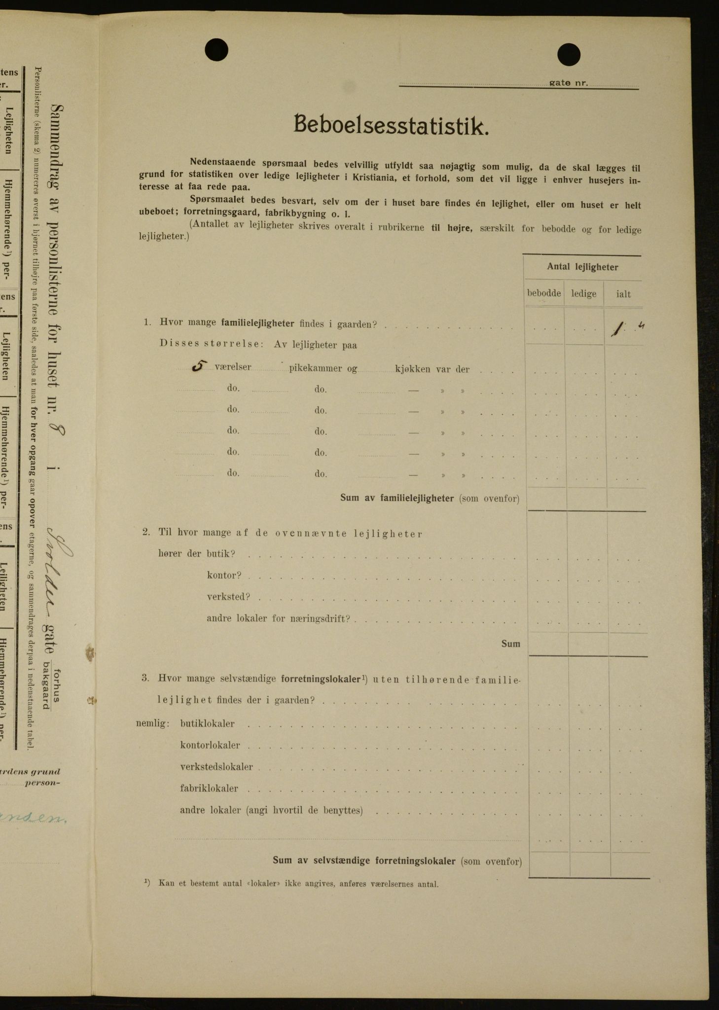 OBA, Municipal Census 1909 for Kristiania, 1909, p. 96114