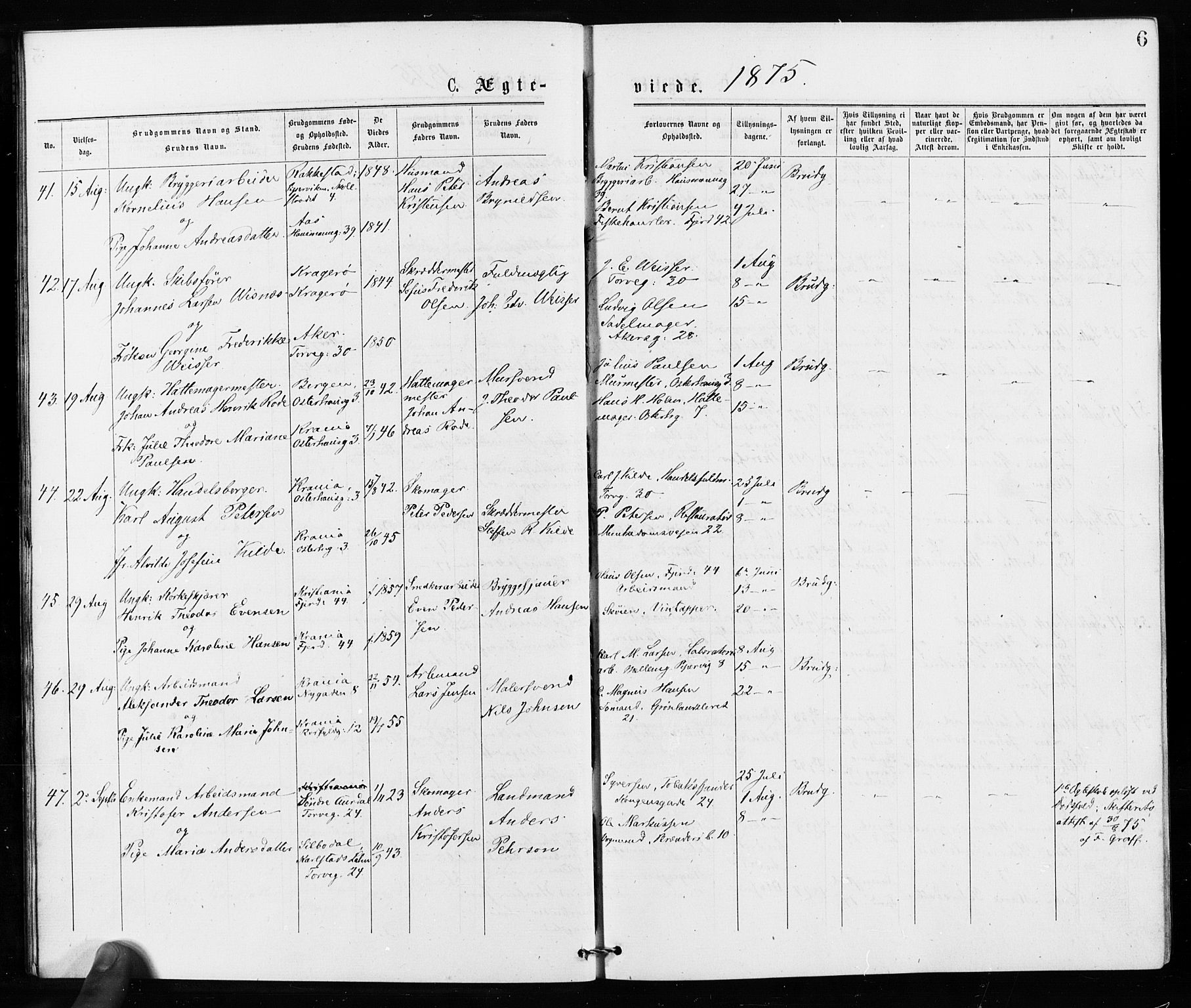 Jakob prestekontor Kirkebøker, SAO/A-10850/F/Fa/L0002: Parish register (official) no. 2, 1875-1879, p. 6