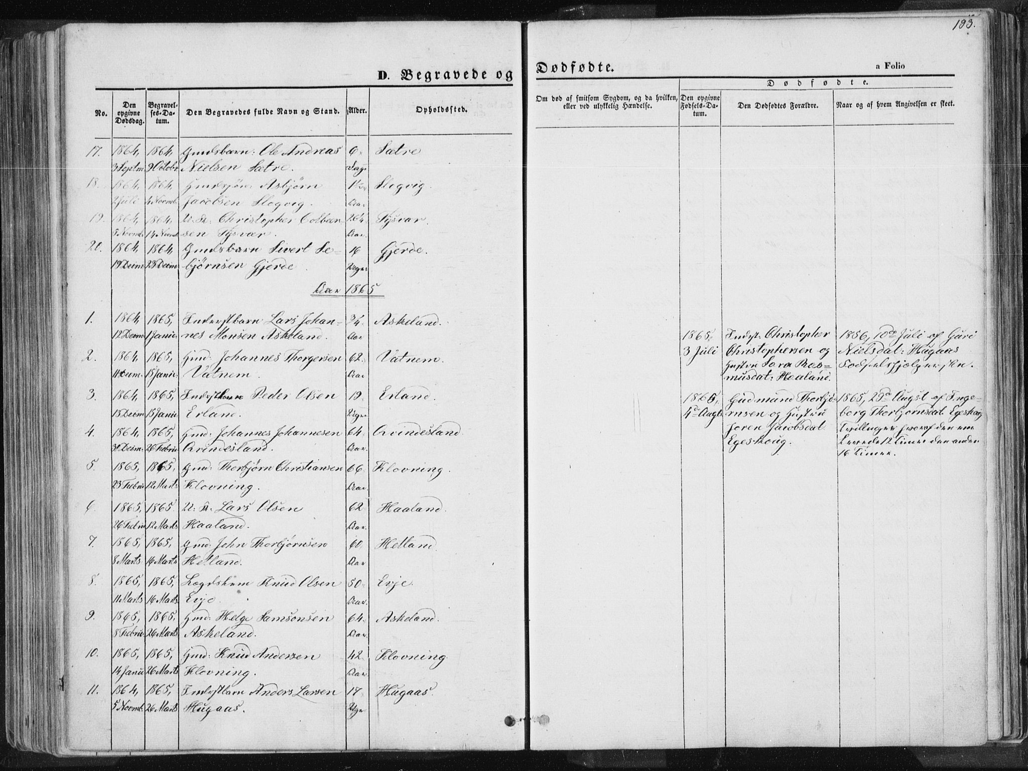 Tysvær sokneprestkontor, AV/SAST-A -101864/H/Ha/Haa/L0003: Parish register (official) no. A 3, 1856-1865, p. 193