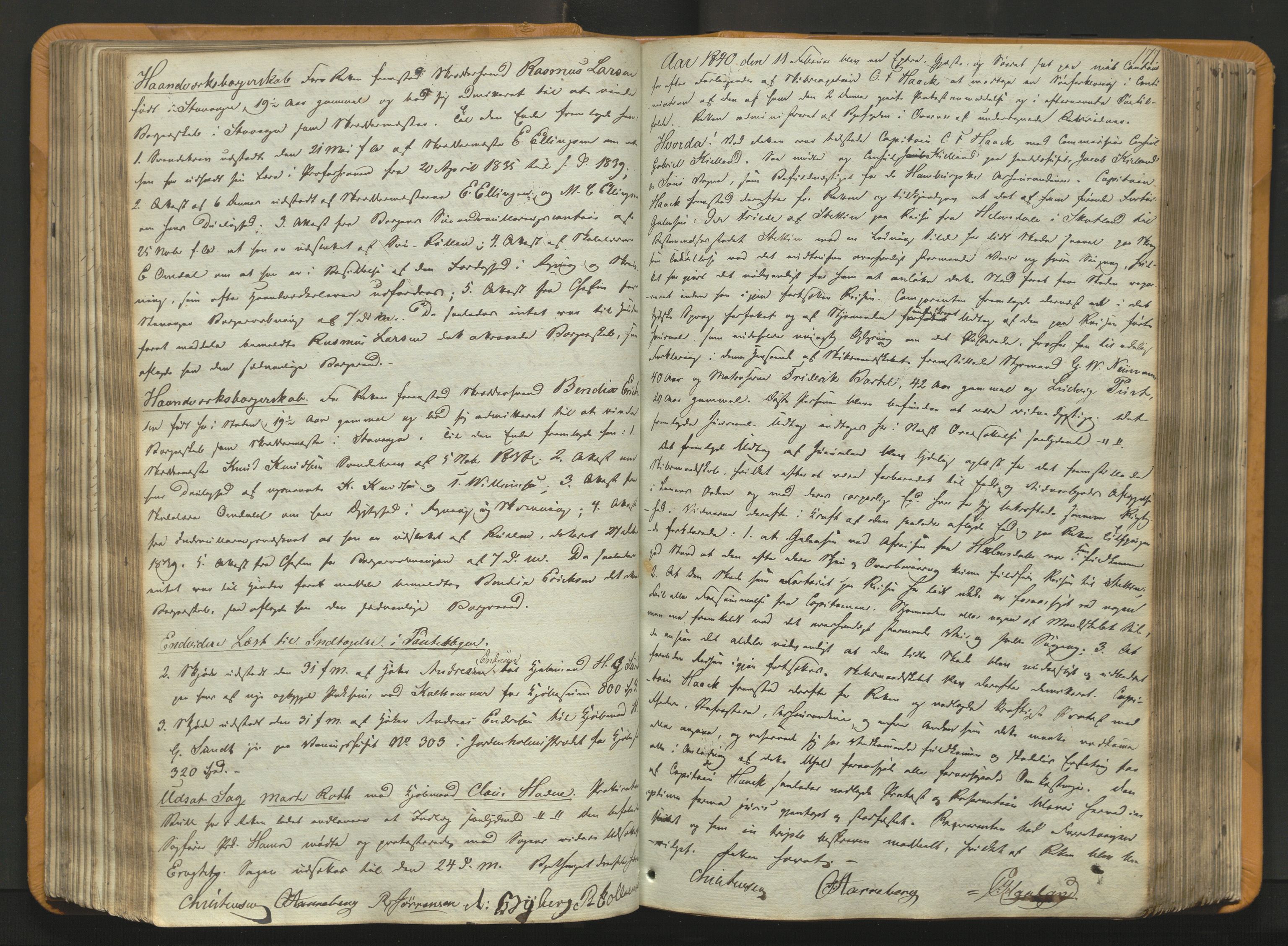Stavanger byfogd, AV/SAST-A-101408/001/3/30/30BA/L0054: Bytingprotkoll, 1838-1843, p. 176b-177a