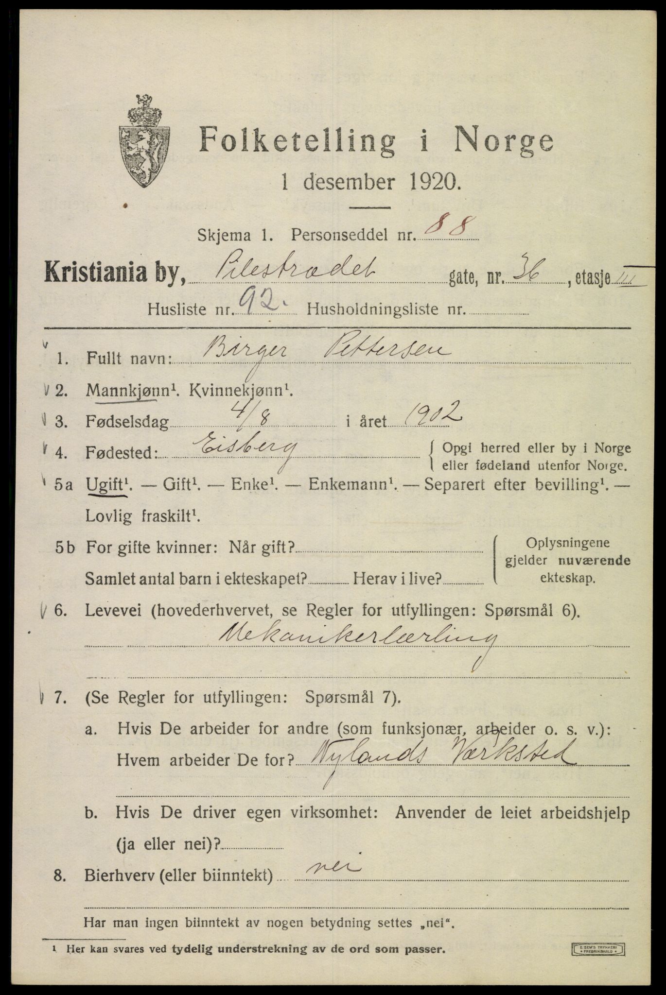 SAO, 1920 census for Kristiania, 1920, p. 449079