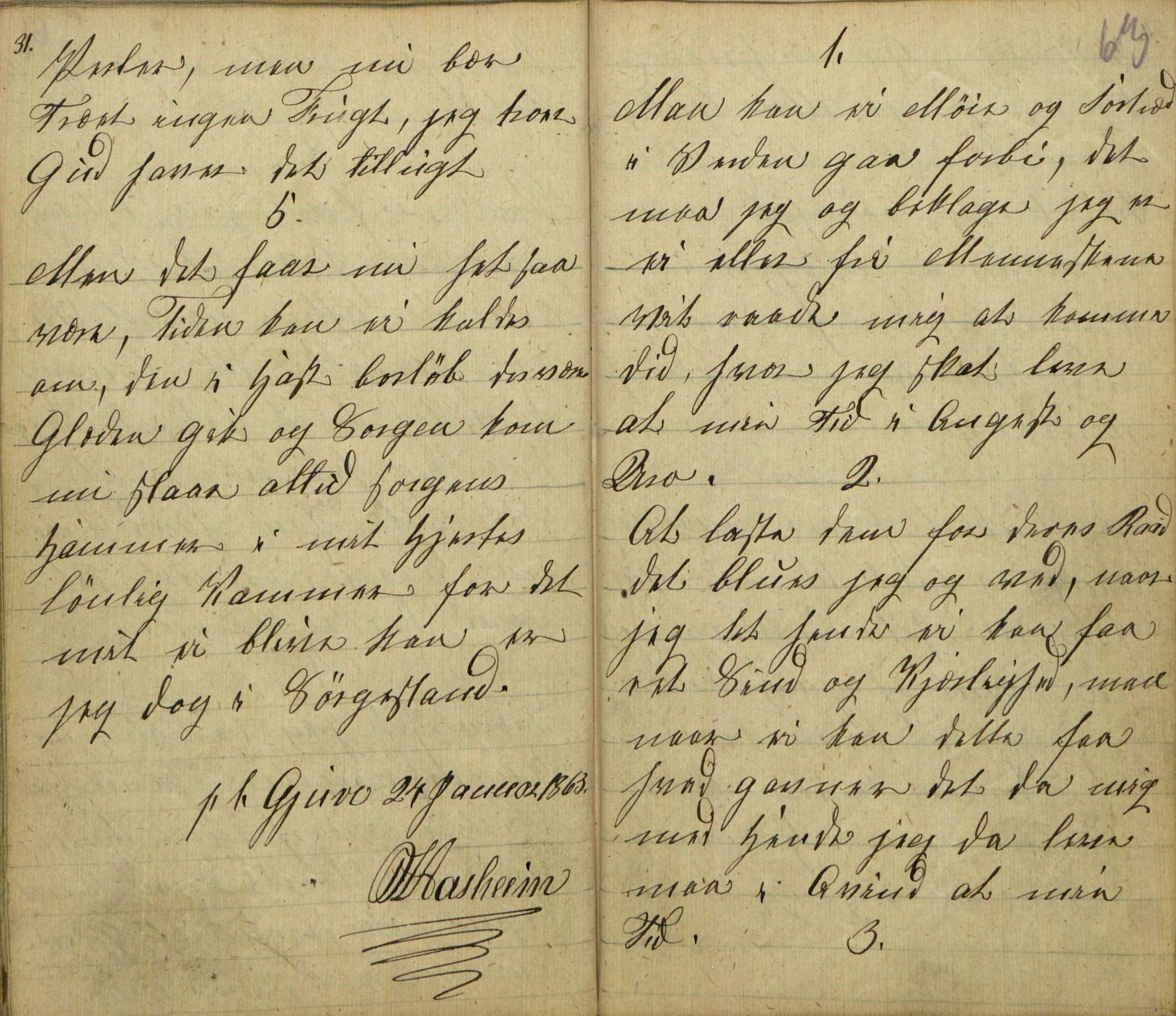 Rikard Berge, TEMU/TGM-A-1003/F/L0005/0018: 160-200 / 177 Handskriven visebok. Tilhører Aasheim af Sigjords Præstegjeld, 1870. Vise, 1870, p. 62-63