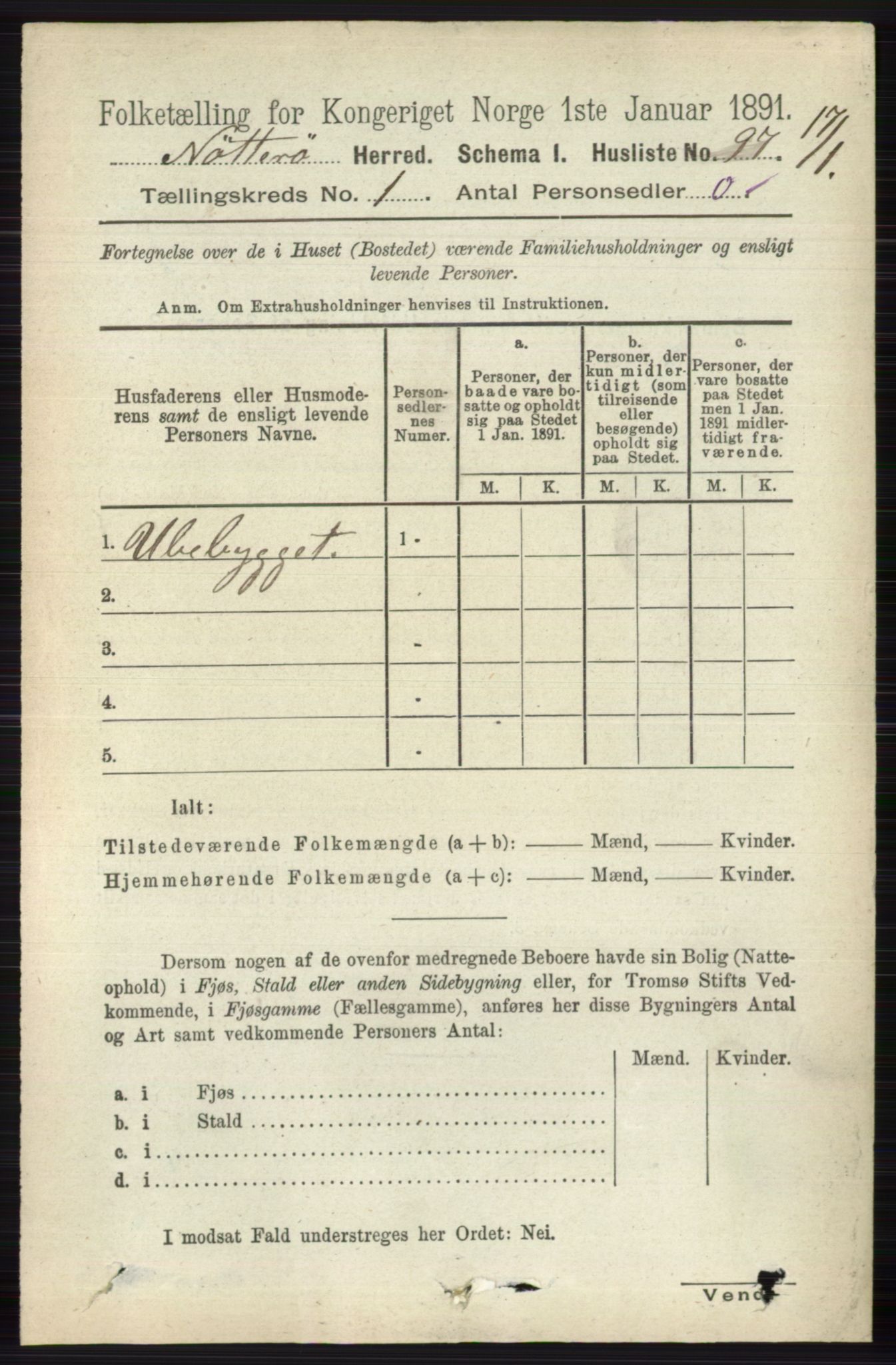 RA, 1891 census for 0722 Nøtterøy, 1891, p. 130