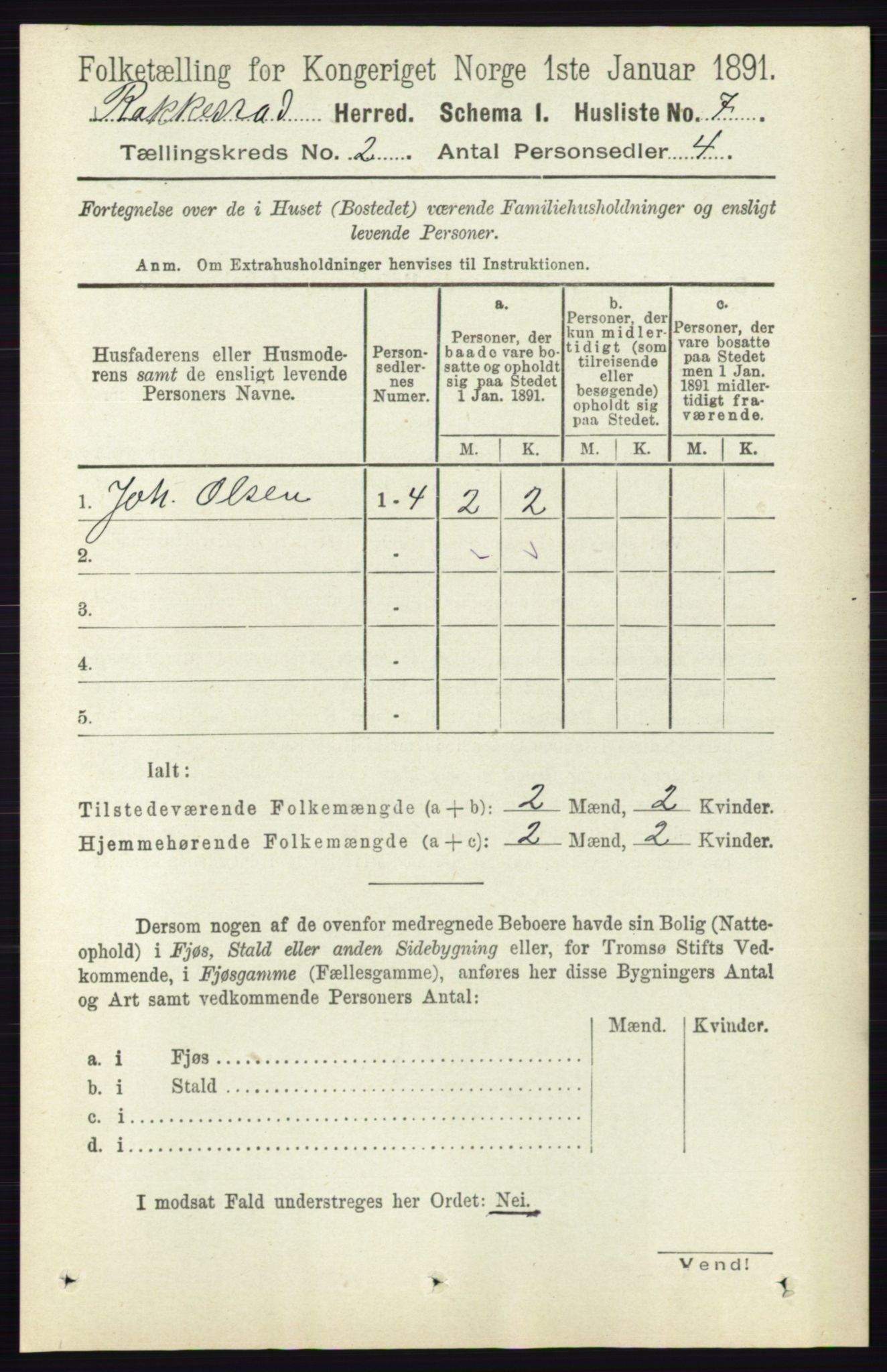 RA, 1891 census for 0128 Rakkestad, 1891, p. 527