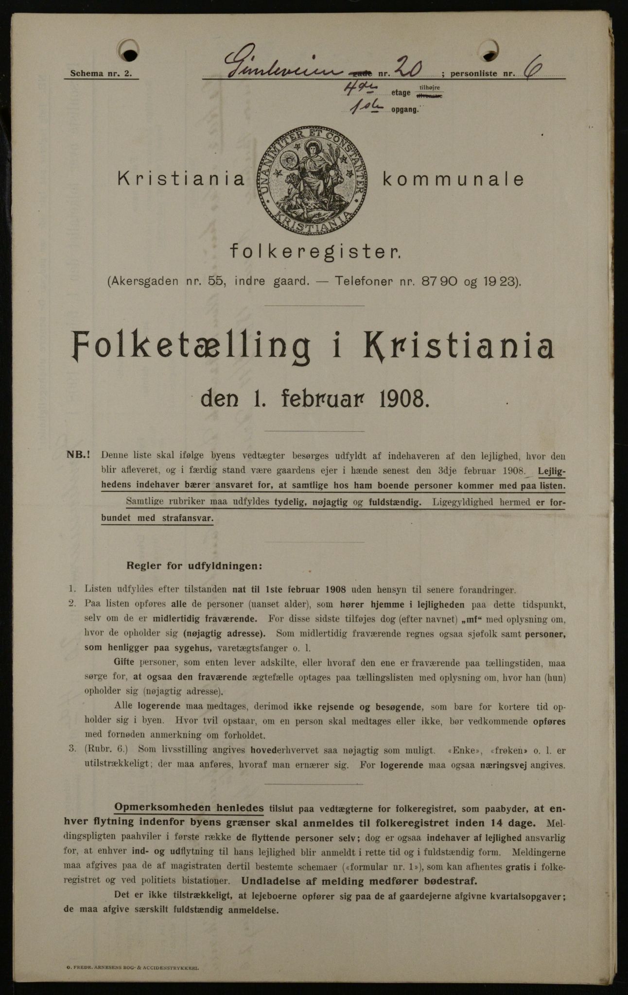 OBA, Municipal Census 1908 for Kristiania, 1908, p. 26295