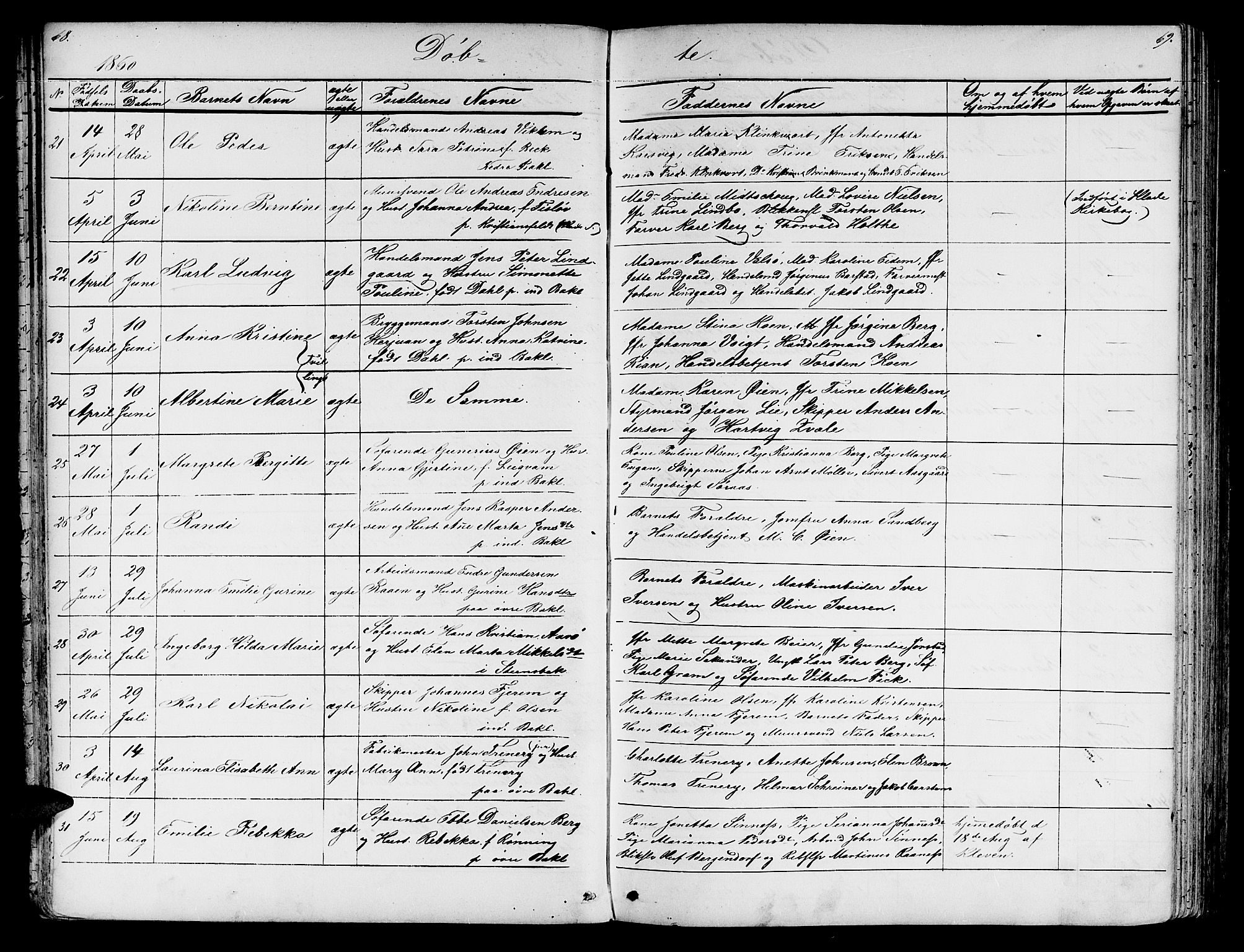 Ministerialprotokoller, klokkerbøker og fødselsregistre - Sør-Trøndelag, AV/SAT-A-1456/604/L0219: Parish register (copy) no. 604C02, 1851-1869, p. 68-69