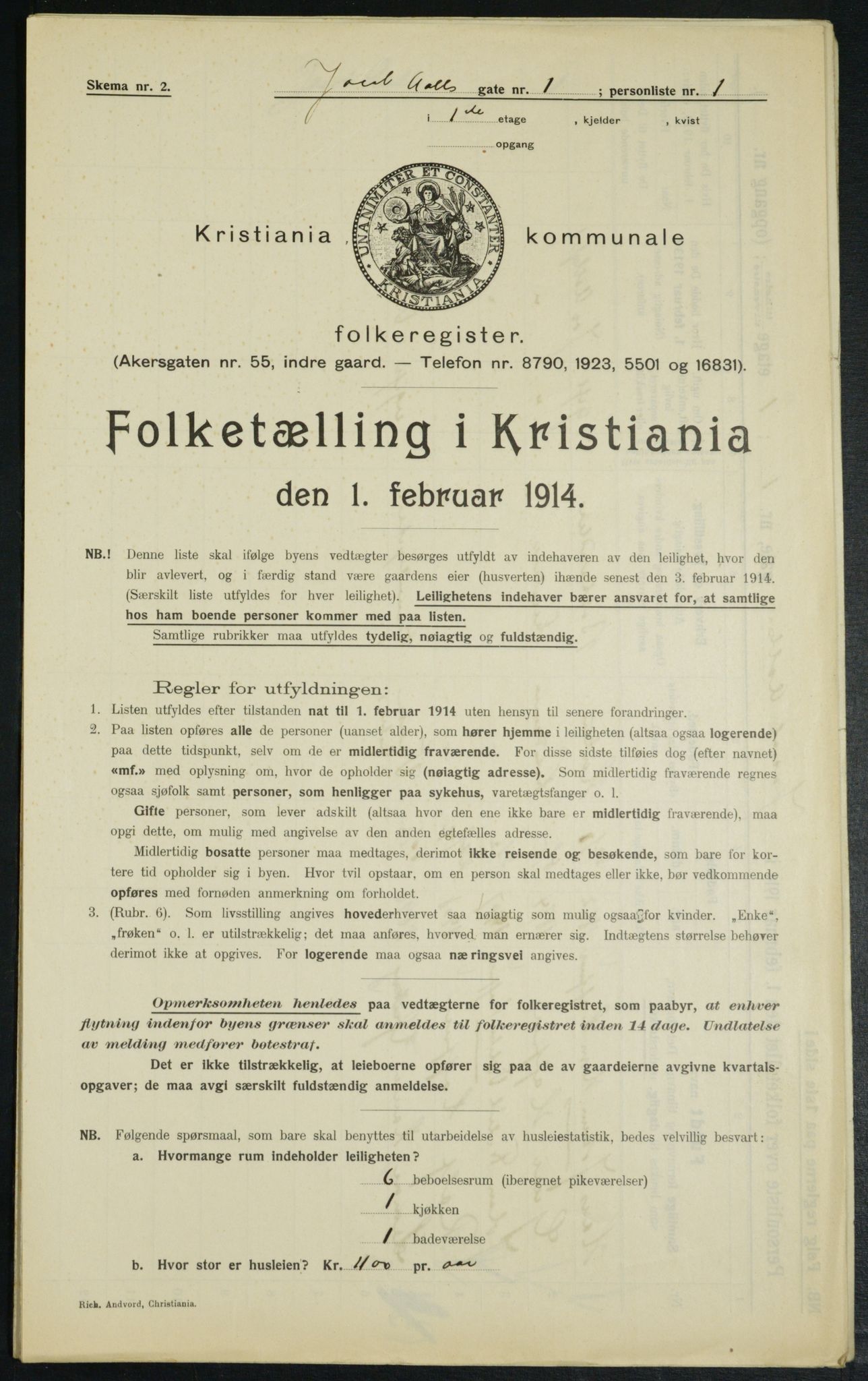 OBA, Municipal Census 1914 for Kristiania, 1914, p. 44720