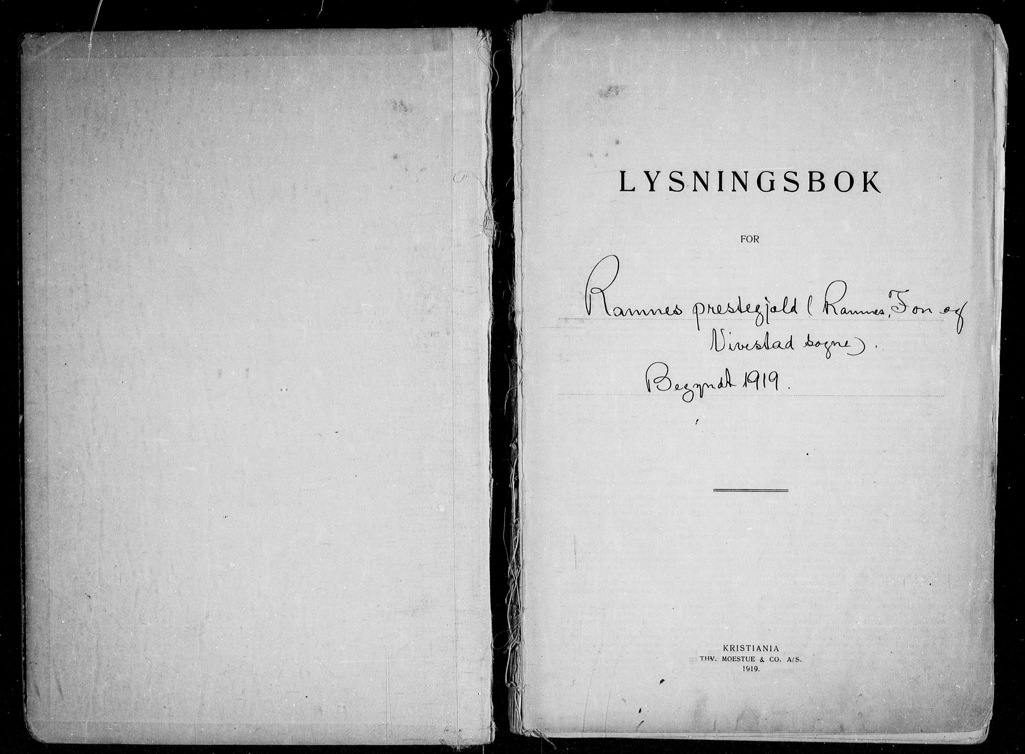 Ramnes kirkebøker, AV/SAKO-A-314/H/Ha/L0001: Banns register no. 1, 1919-1969