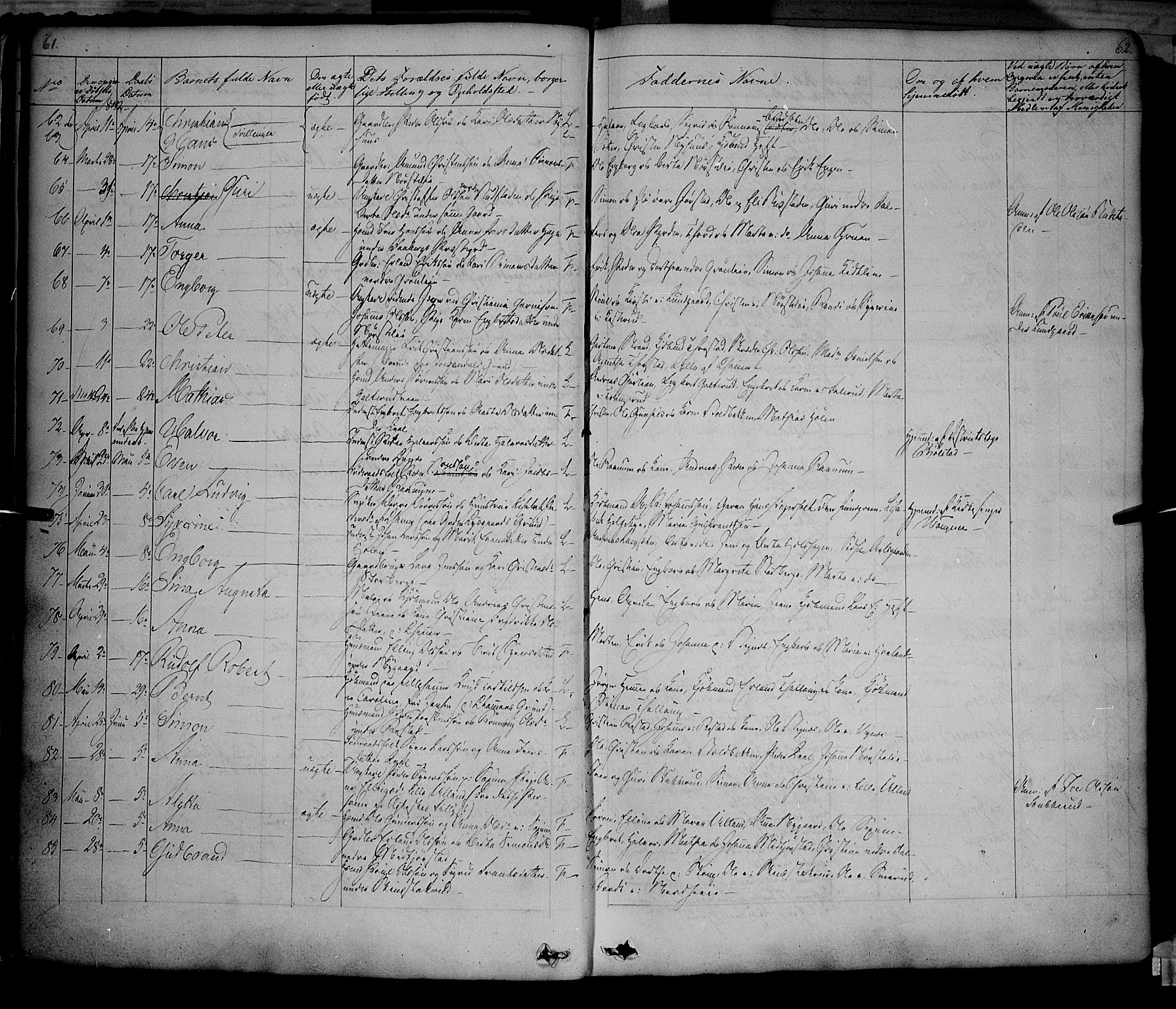 Fåberg prestekontor, AV/SAH-PREST-086/H/Ha/Haa/L0005: Parish register (official) no. 5, 1836-1854, p. 61-62