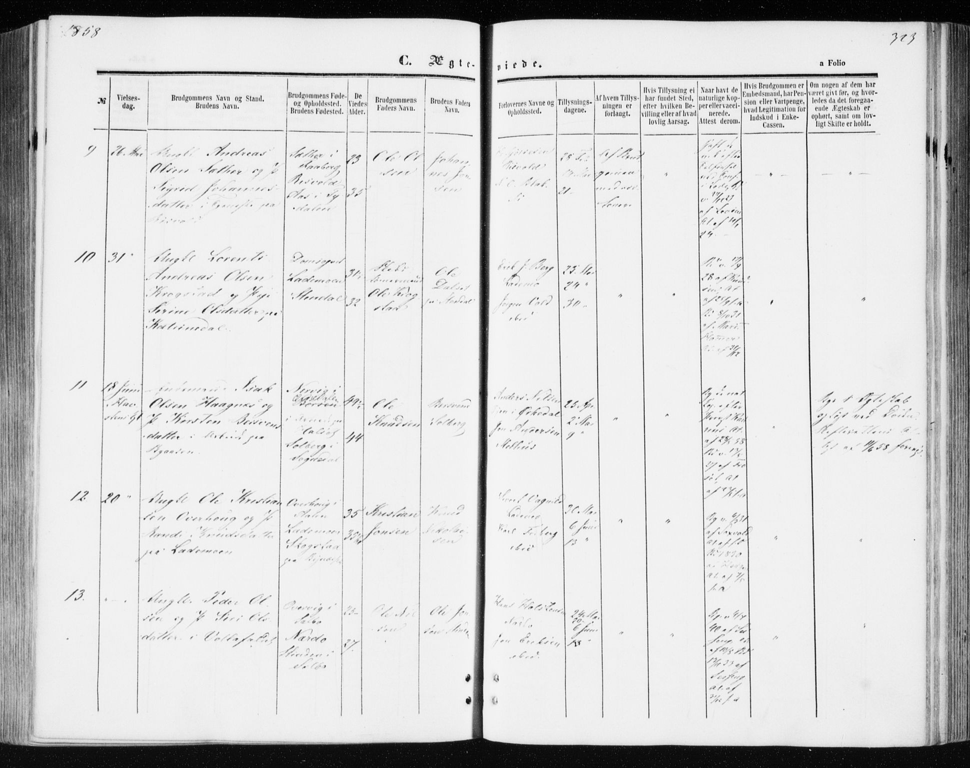 Ministerialprotokoller, klokkerbøker og fødselsregistre - Sør-Trøndelag, AV/SAT-A-1456/606/L0292: Parish register (official) no. 606A07, 1856-1865, p. 323