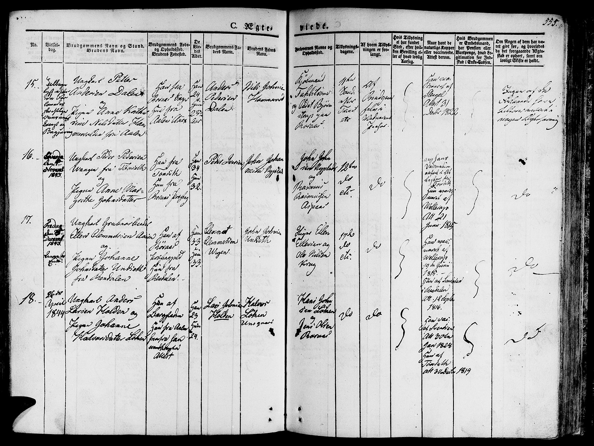 Ministerialprotokoller, klokkerbøker og fødselsregistre - Sør-Trøndelag, SAT/A-1456/681/L0930: Parish register (official) no. 681A08, 1829-1844, p. 555