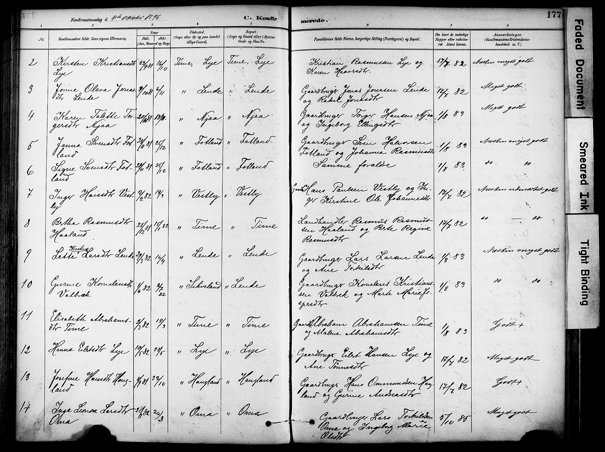 Lye sokneprestkontor, AV/SAST-A-101794/001/30BA/L0011: Parish register (official) no. A 9, 1893-1903, p. 177