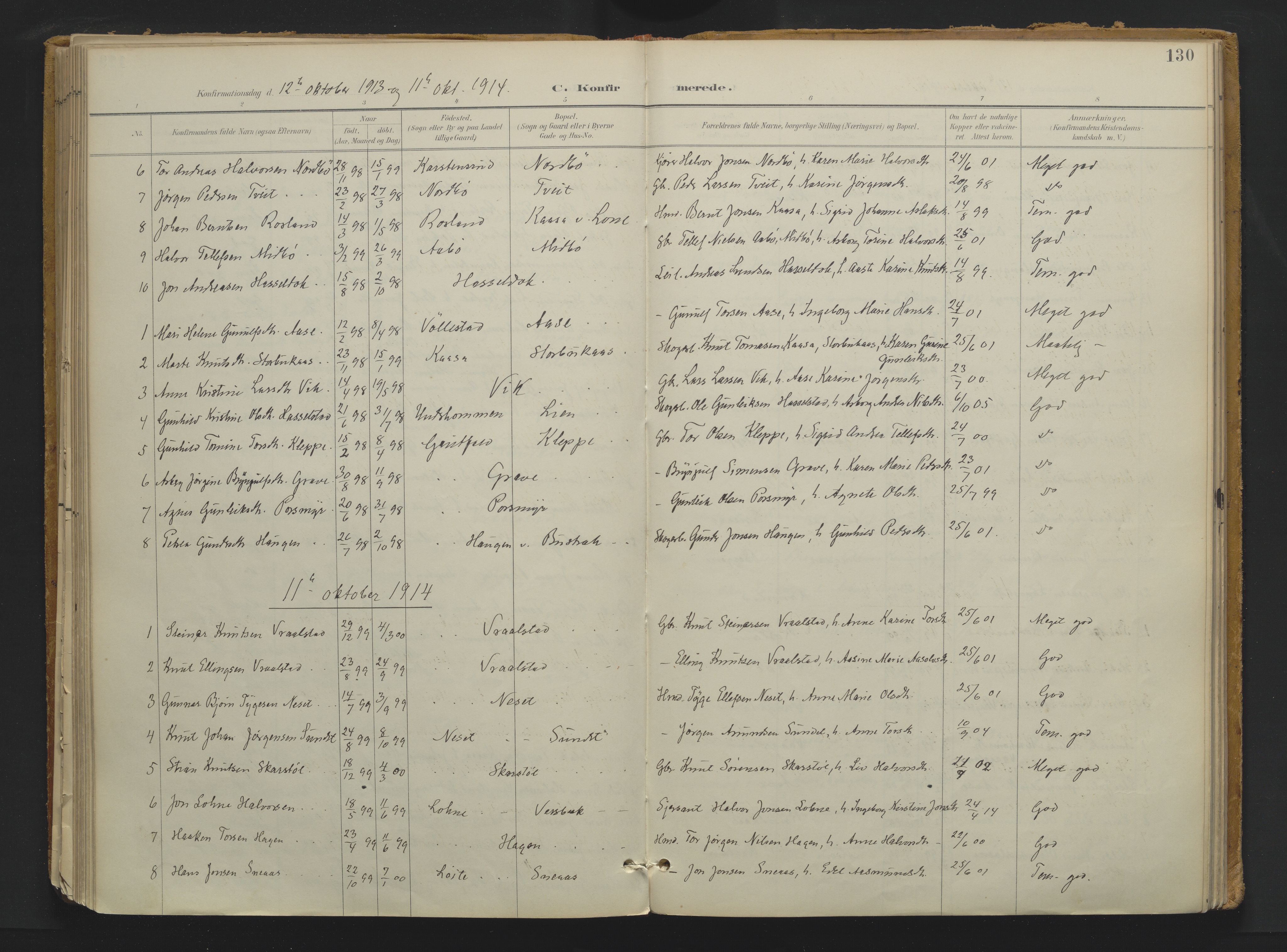Drangedal kirkebøker, SAKO/A-258/F/Fa/L0013: Parish register (official) no. 13, 1895-1919, p. 130