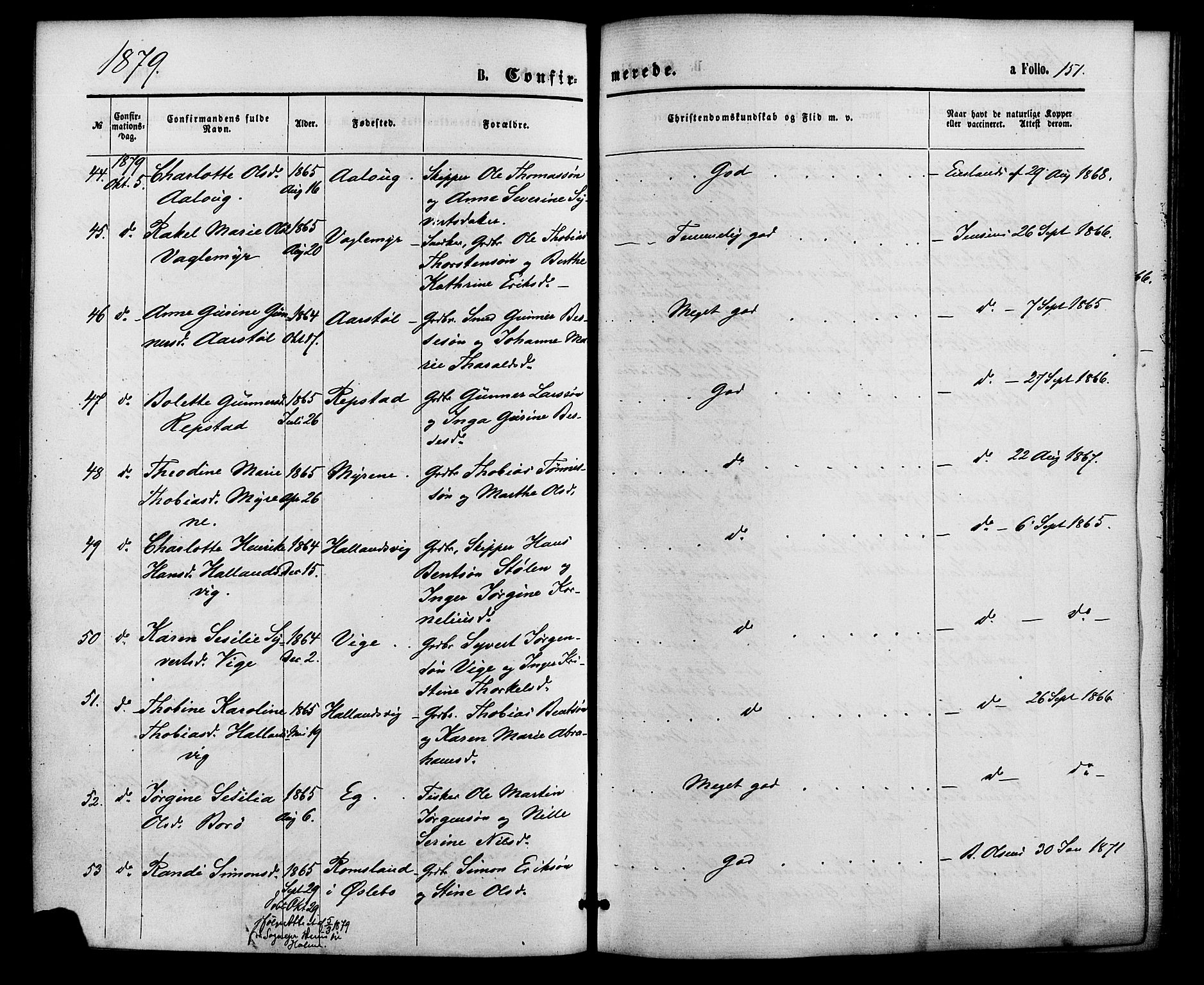 Søgne sokneprestkontor, AV/SAK-1111-0037/F/Fa/Fab/L0011: Parish register (official) no. A 11, 1869-1879, p. 151