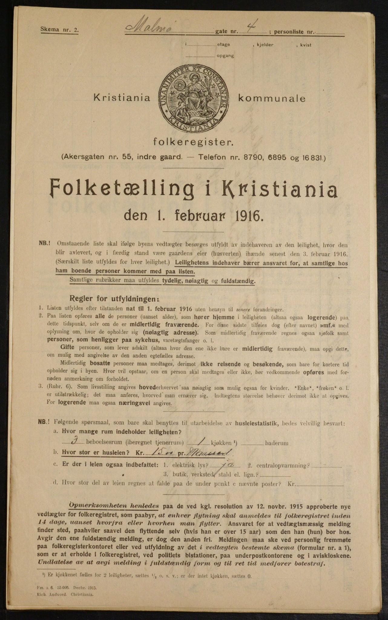 OBA, Municipal Census 1916 for Kristiania, 1916, p. 61397