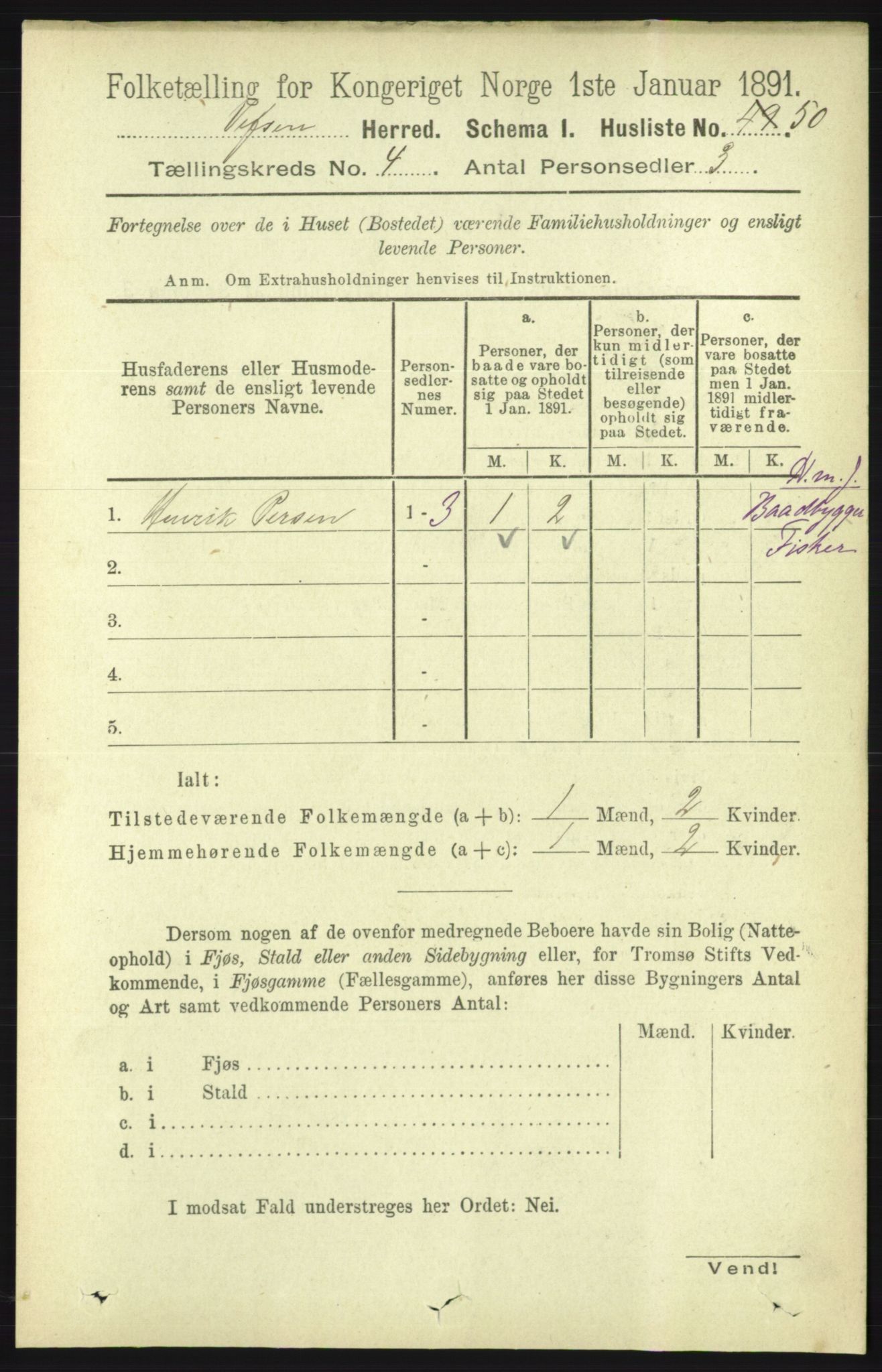 RA, 1891 census for 1824 Vefsn, 1891, p. 1612