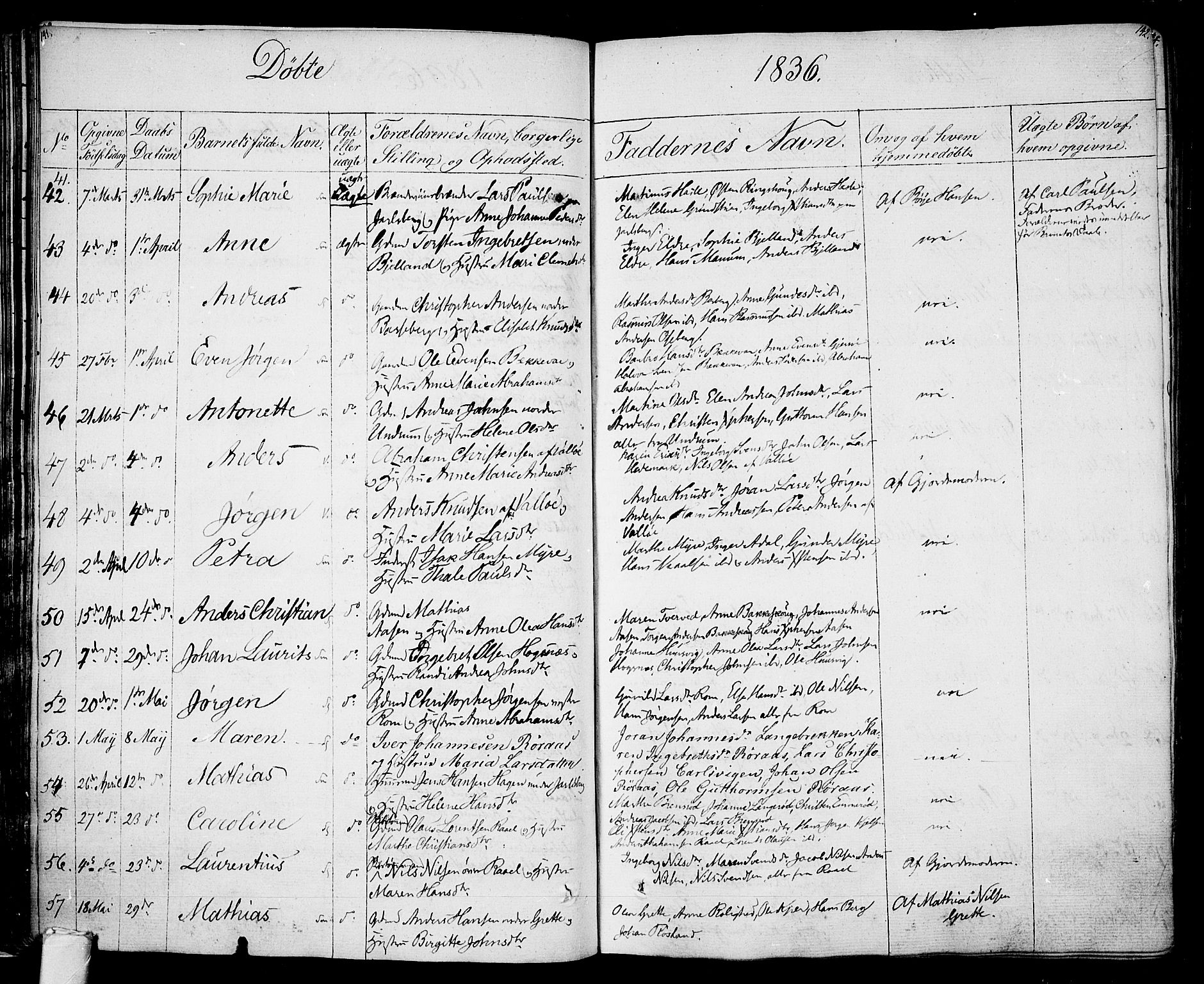 Sem kirkebøker, AV/SAKO-A-5/F/Fa/L0005: Parish register (official) no. I 5, 1825-1842, p. 141-142