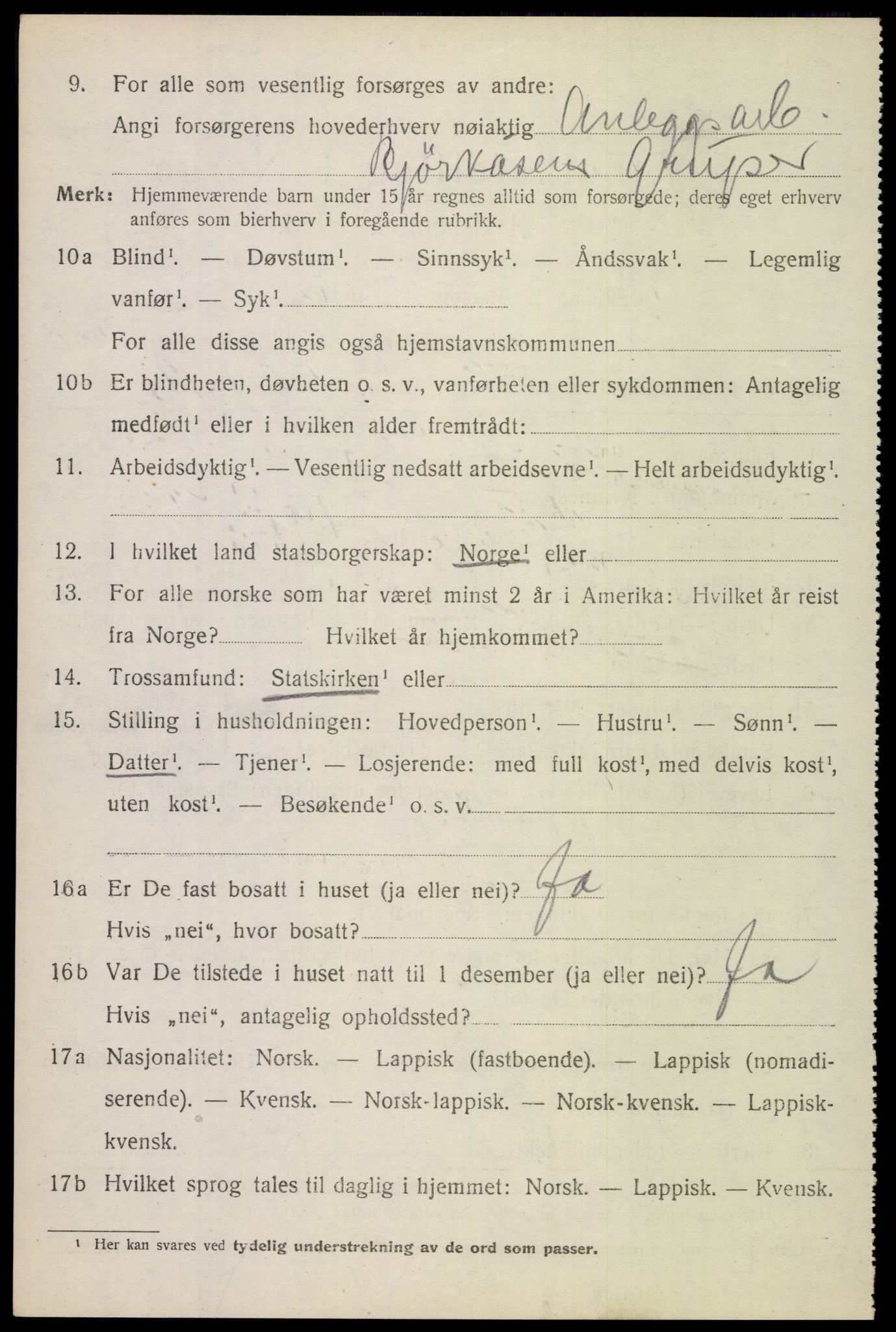 SAT, 1920 census for Evenes, 1920, p. 11843