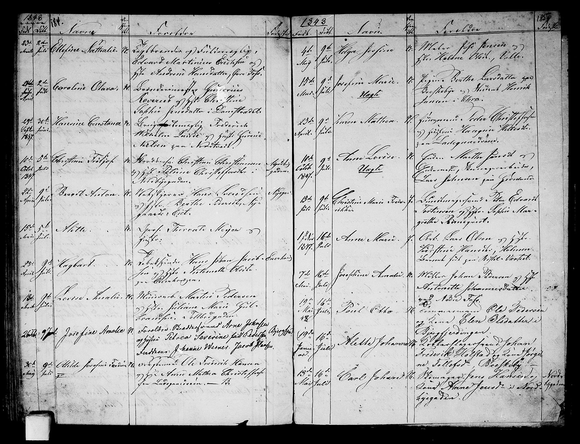 Aker prestekontor kirkebøker, AV/SAO-A-10861/G/L0008: Parish register (copy) no. 8, 1845-1848, p. 184-185