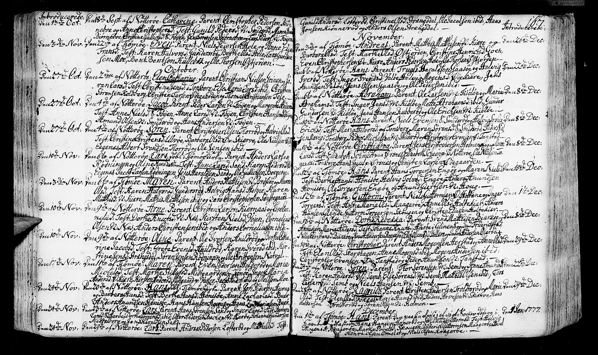 Nøtterøy kirkebøker, SAKO/A-354/F/Fa/L0002: Parish register (official) no. I 2, 1738-1790, p. 167