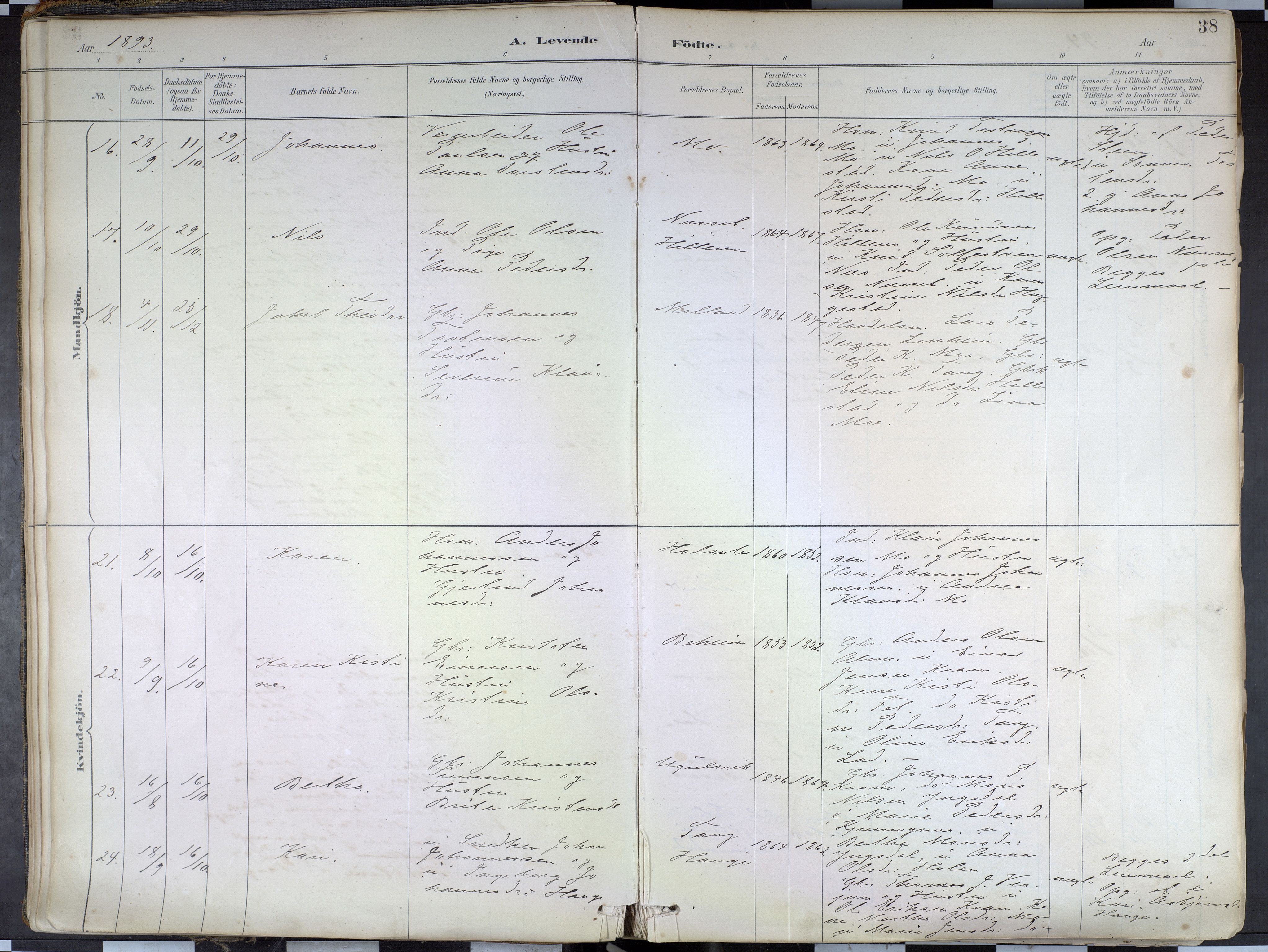 Hafslo sokneprestembete, AV/SAB-A-80301/H/Haa/Haab/L0001: Parish register (official) no. B 1, 1886-1945, p. 38