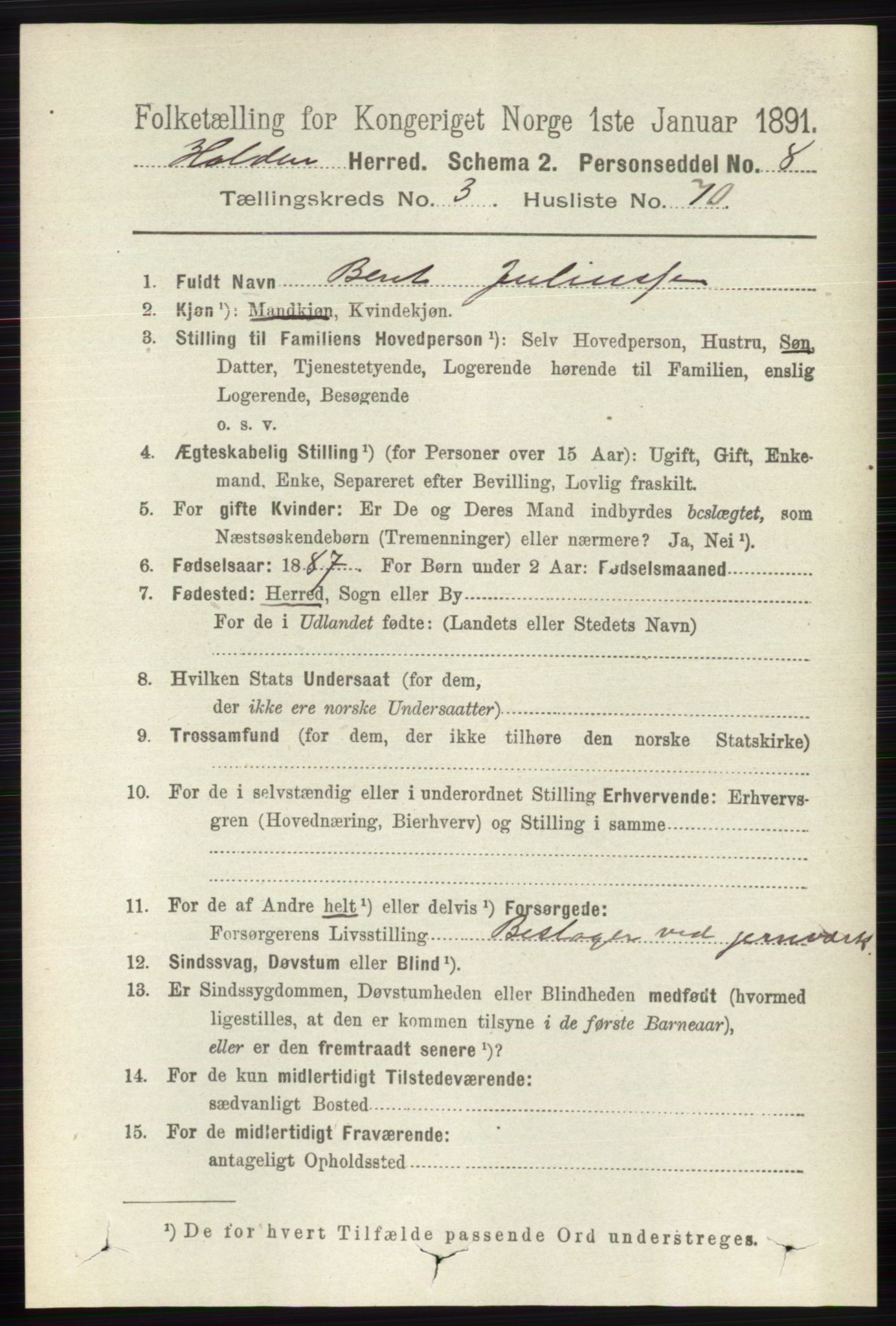 RA, 1891 census for 0819 Holla, 1891, p. 2142