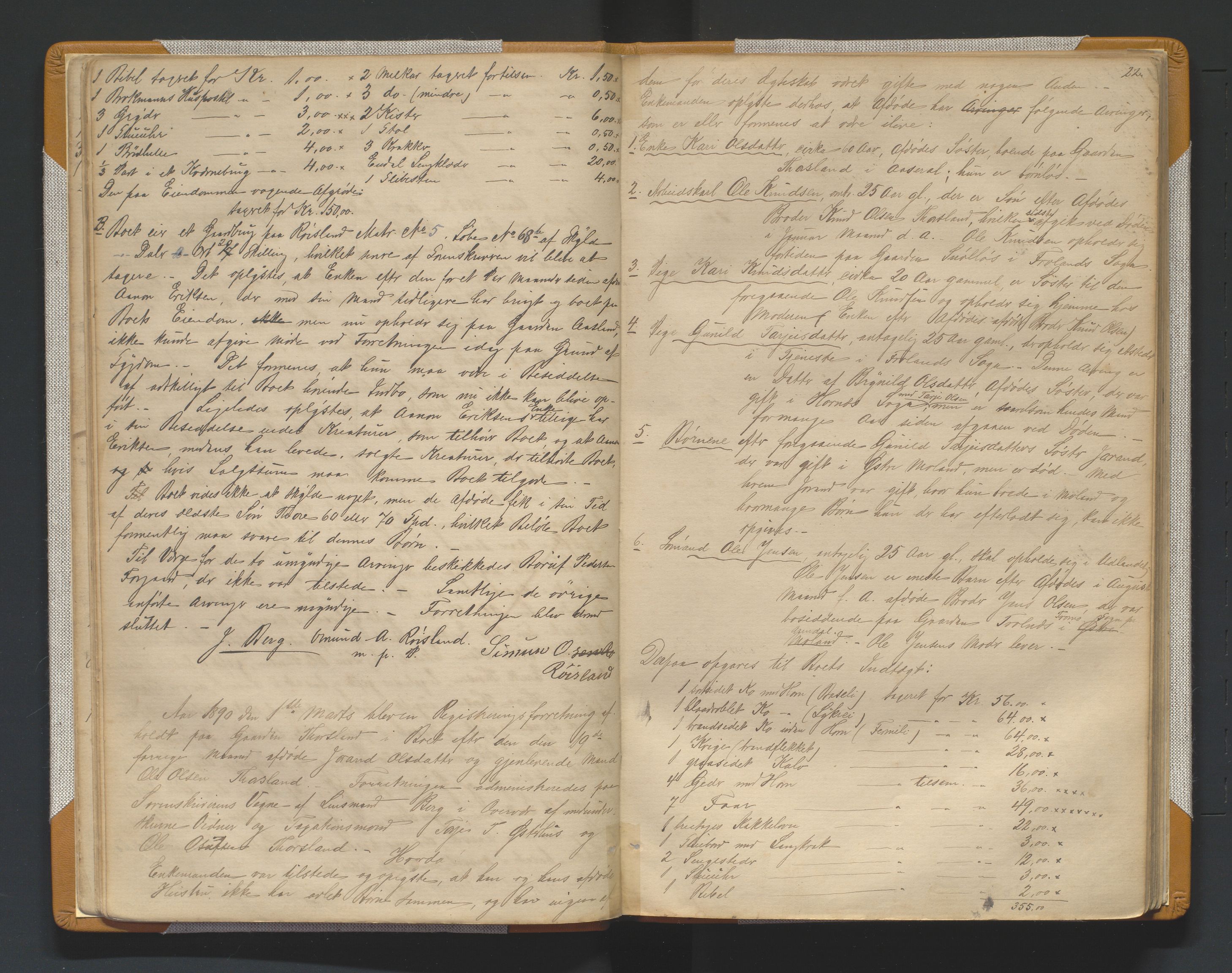 Mandal sorenskriveri, AV/SAK-1221-0005/001/H/Hc/L0061: Skifteregistreringsprotokoll nr 17 Åseral, 1876-1928, p. 22