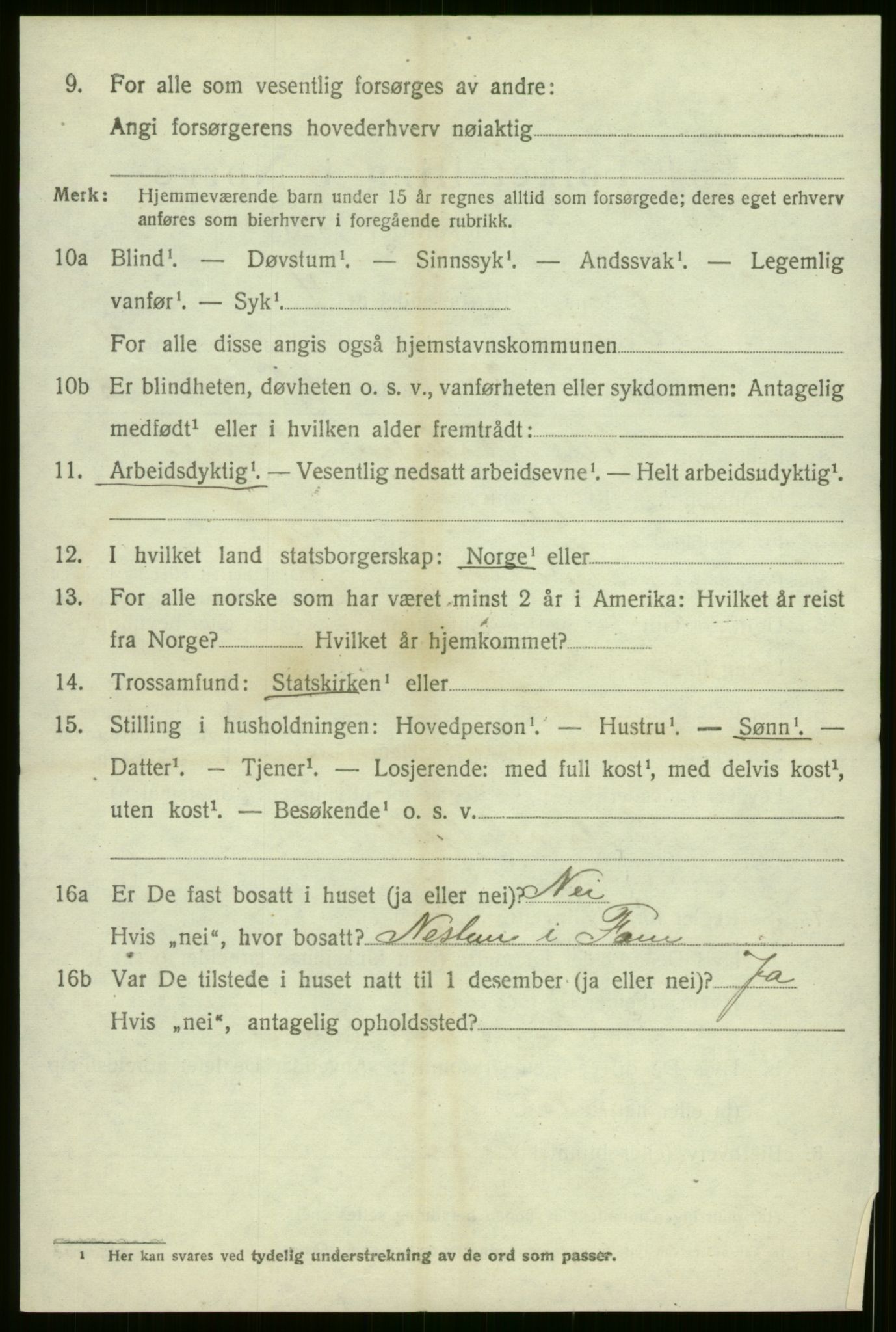 SAB, 1920 census for Evanger, 1920, p. 1656