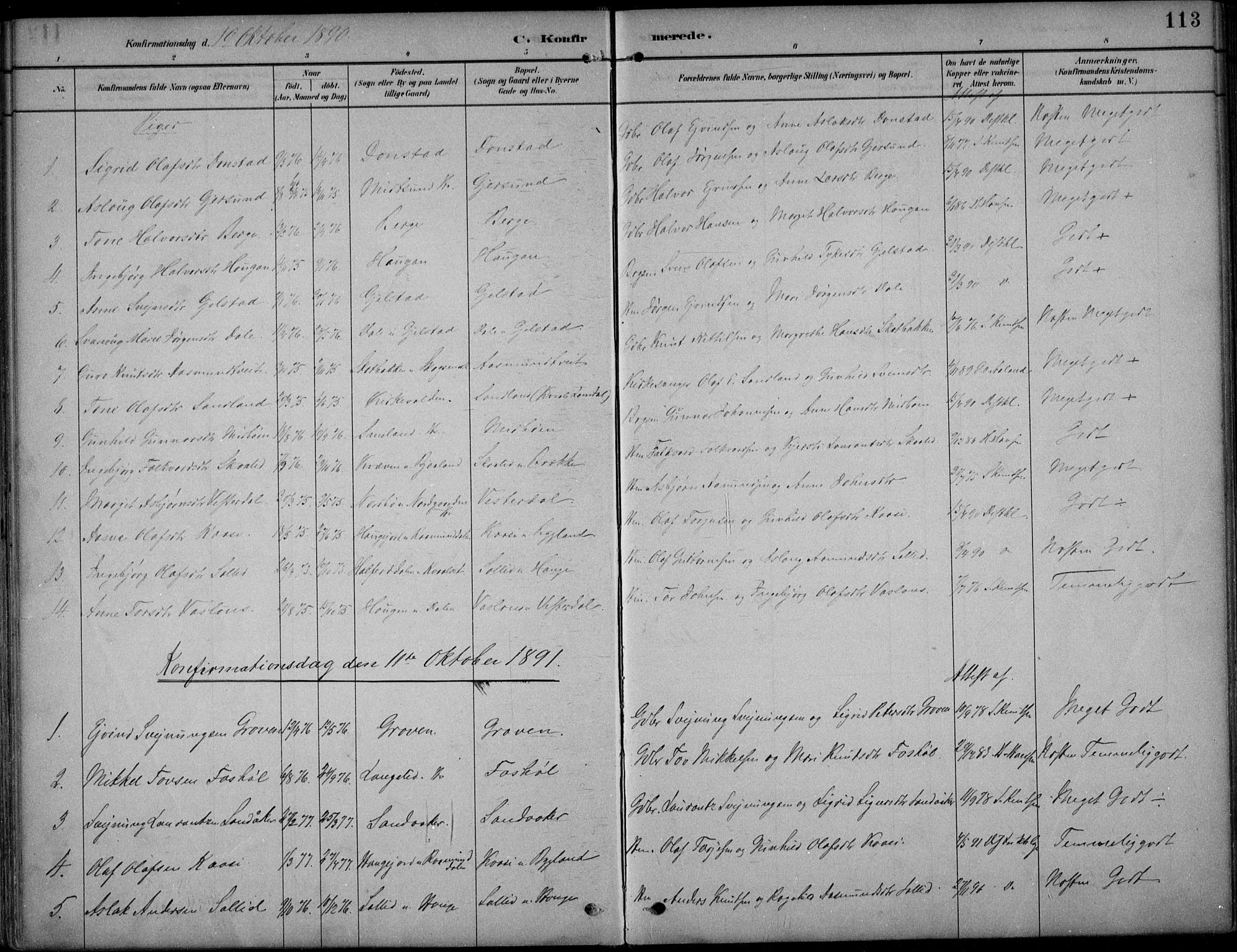 Kviteseid kirkebøker, SAKO/A-276/F/Fb/L0002: Parish register (official) no. II 2, 1882-1916, p. 113