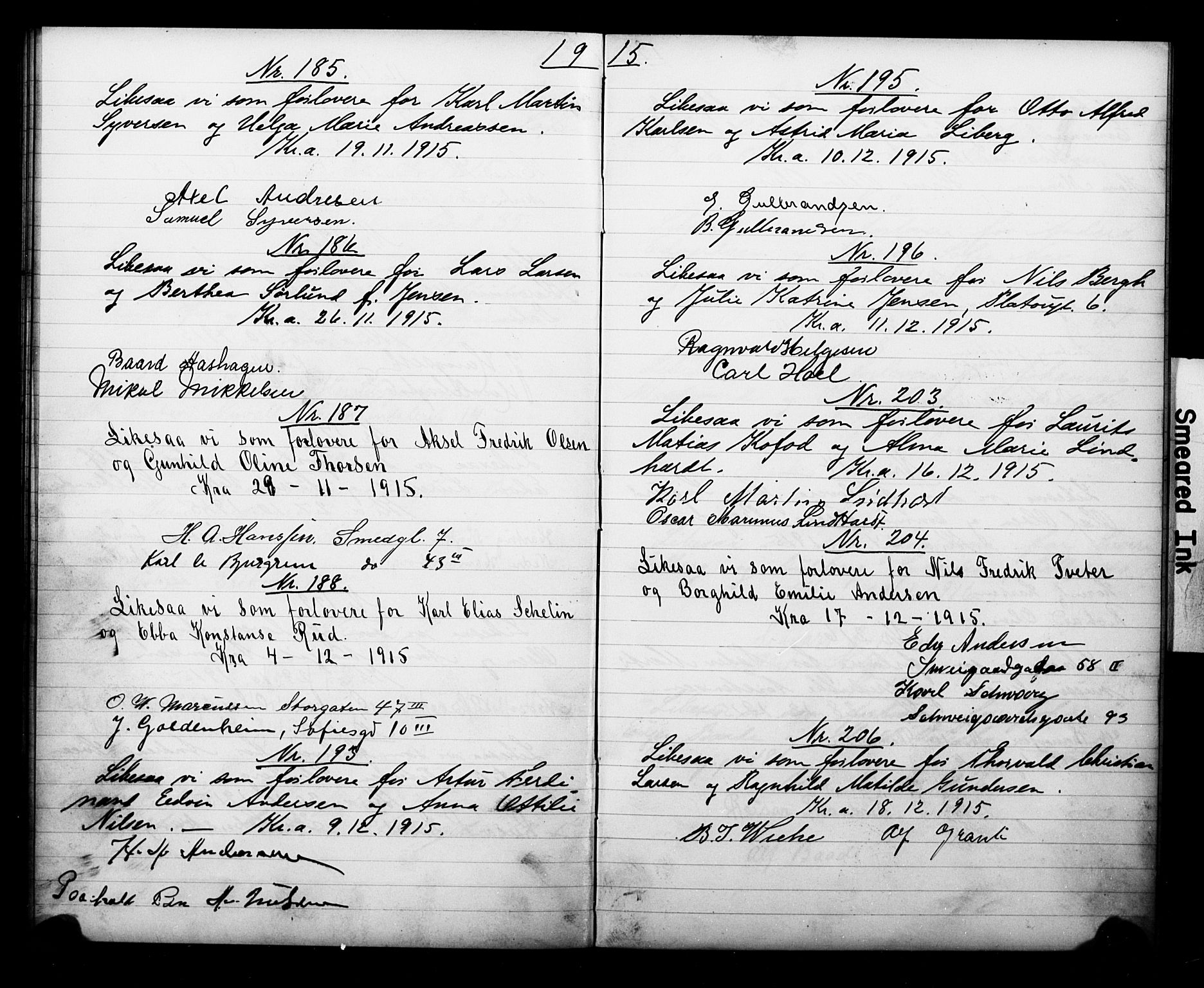Grønland prestekontor Kirkebøker, AV/SAO-A-10848/H/Ha/L0001: Banns register no. 1, 1912-1918