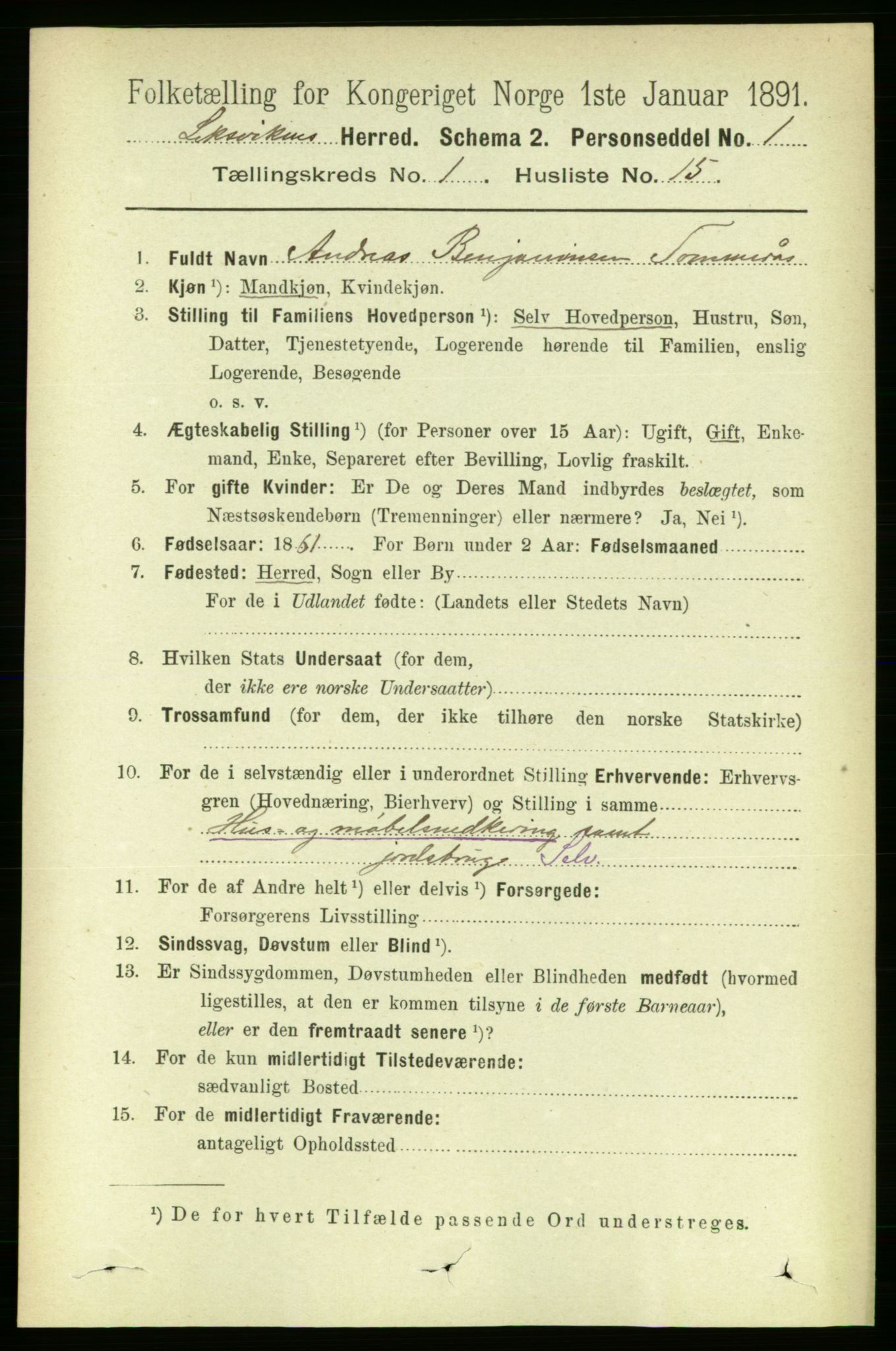 RA, 1891 census for 1718 Leksvik, 1891, p. 207