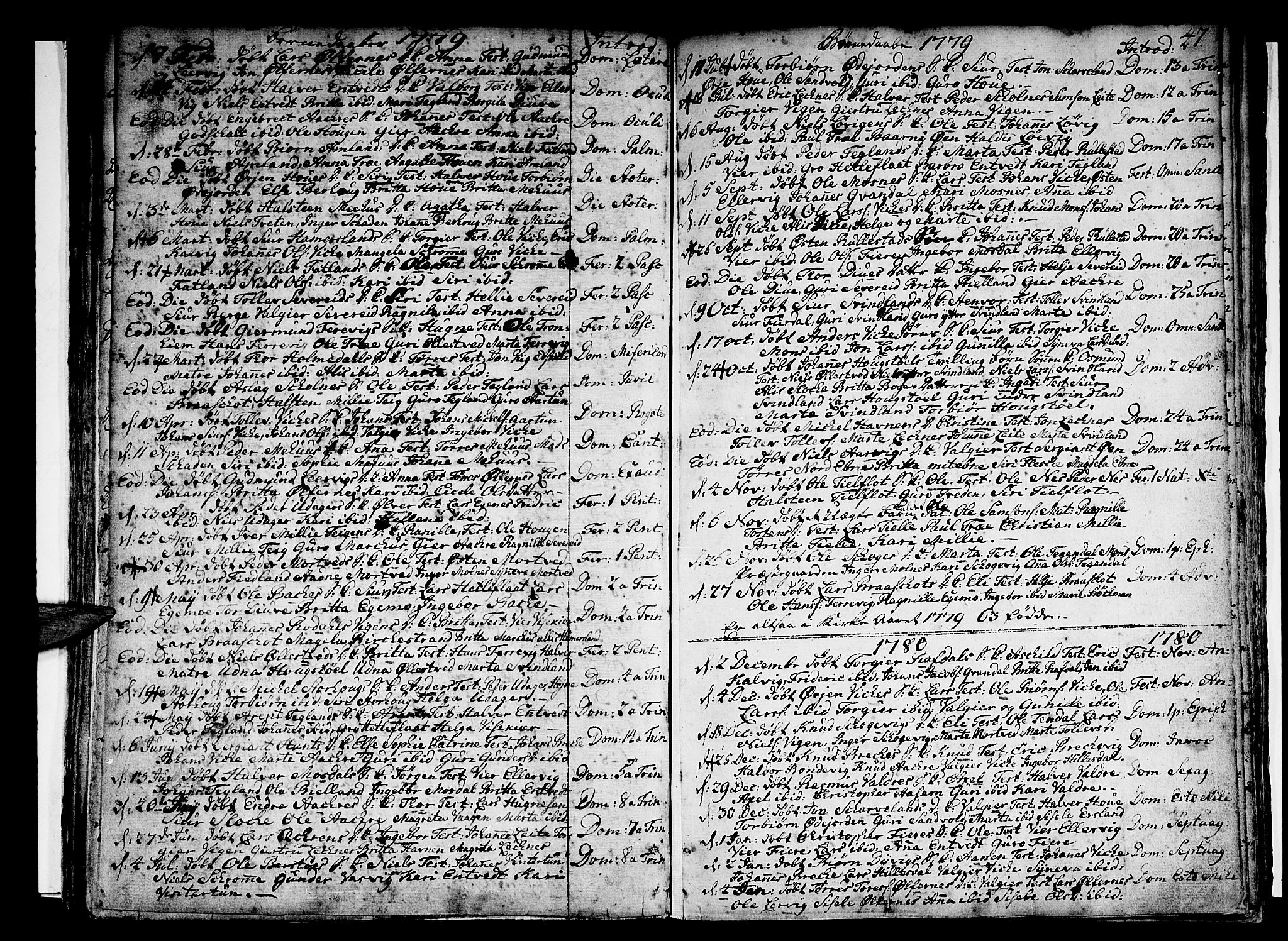 Skånevik sokneprestembete, SAB/A-77801/H/Haa: Parish register (official) no. A 1, 1745-1789, p. 47