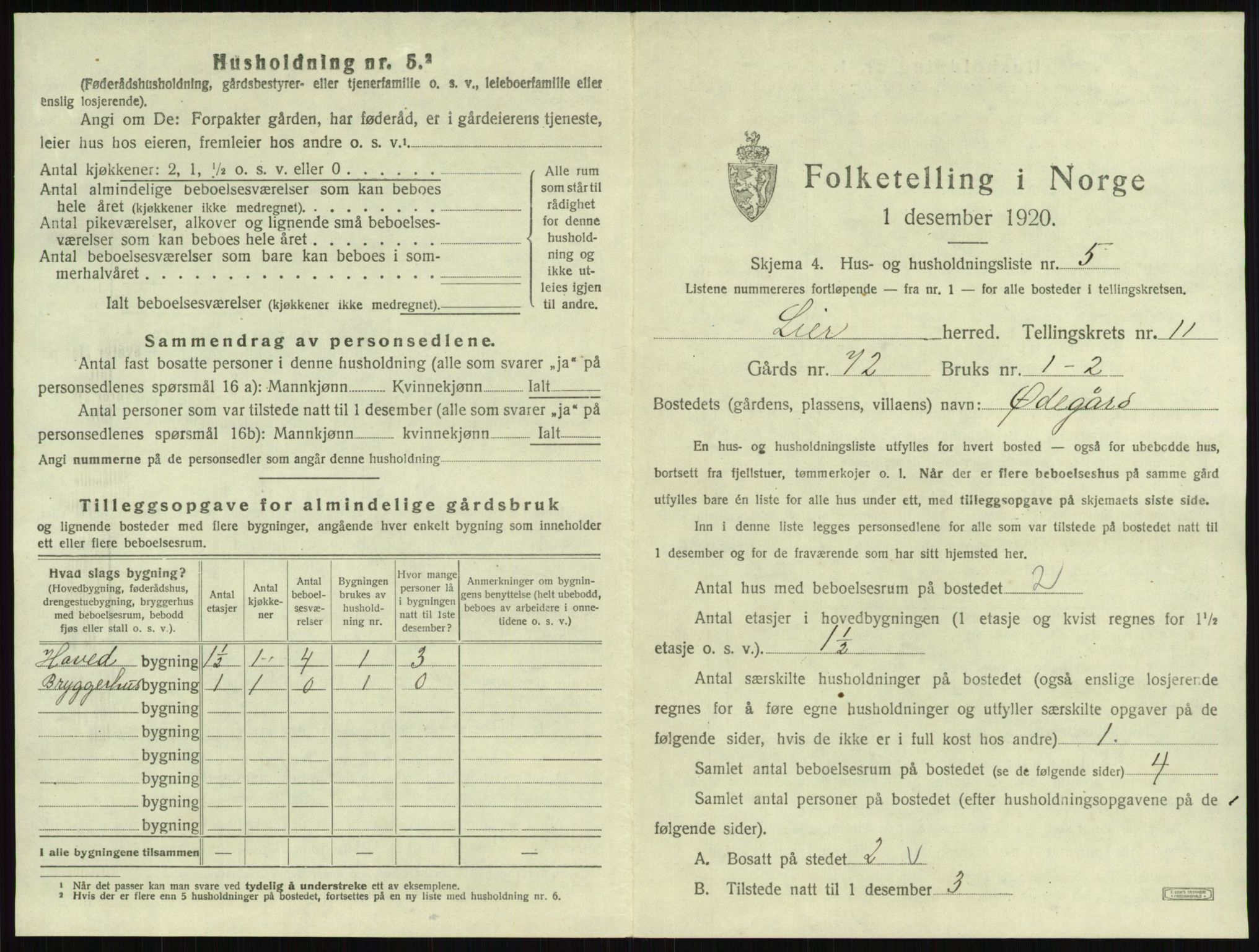 SAKO, 1920 census for Lier, 1920, p. 1815