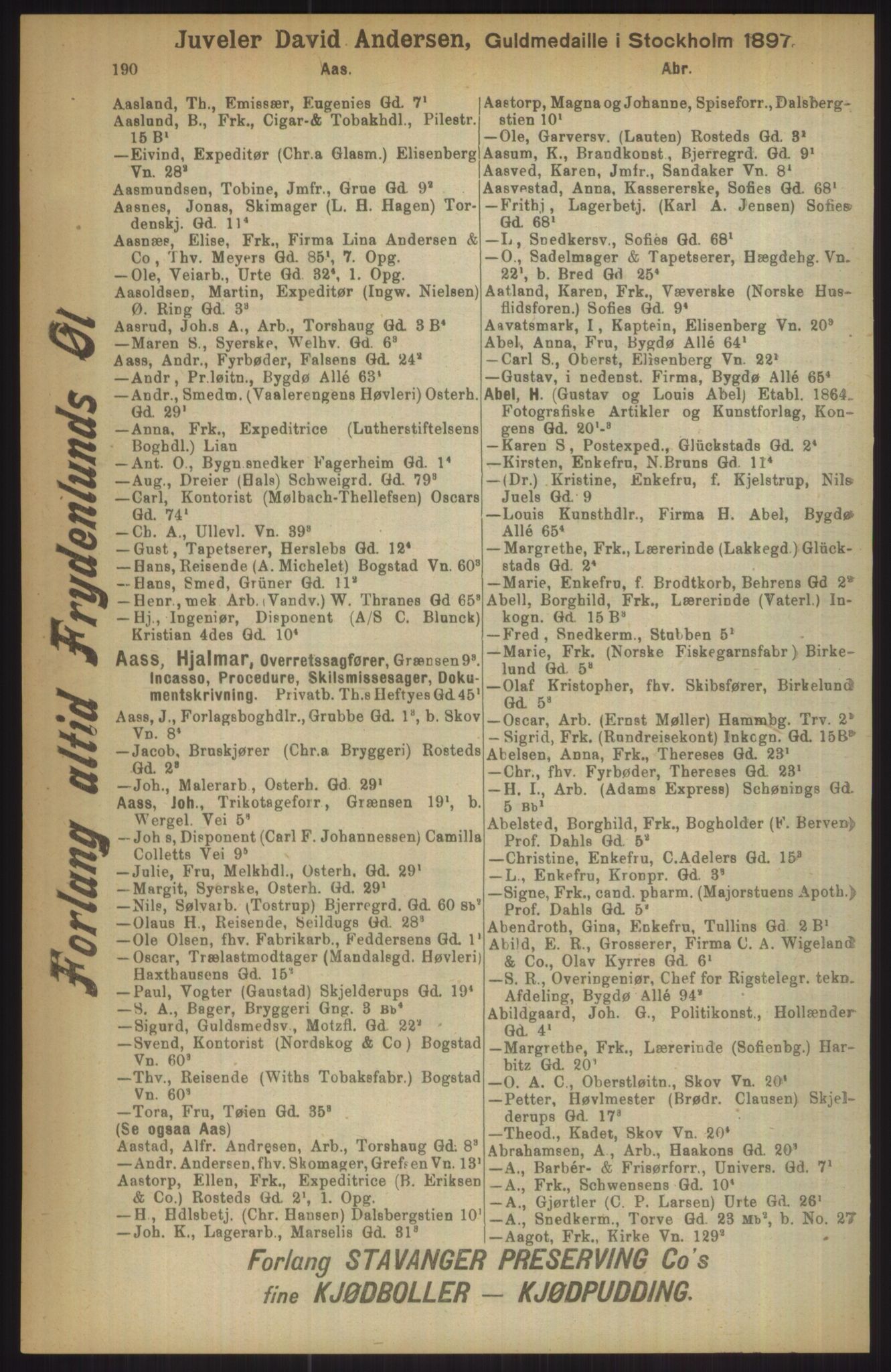 Kristiania/Oslo adressebok, PUBL/-, 1911, p. 190