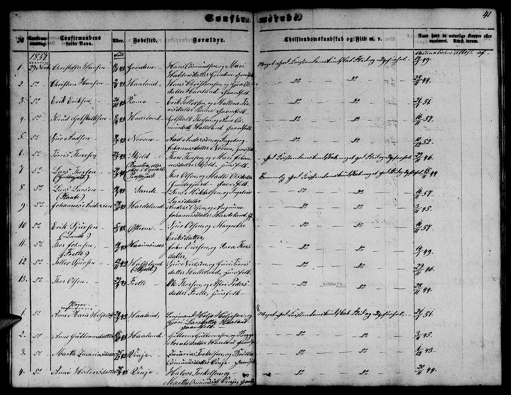 Etne sokneprestembete, SAB/A-75001/H/Hab: Parish register (copy) no. C 2, 1851-1865, p. 41