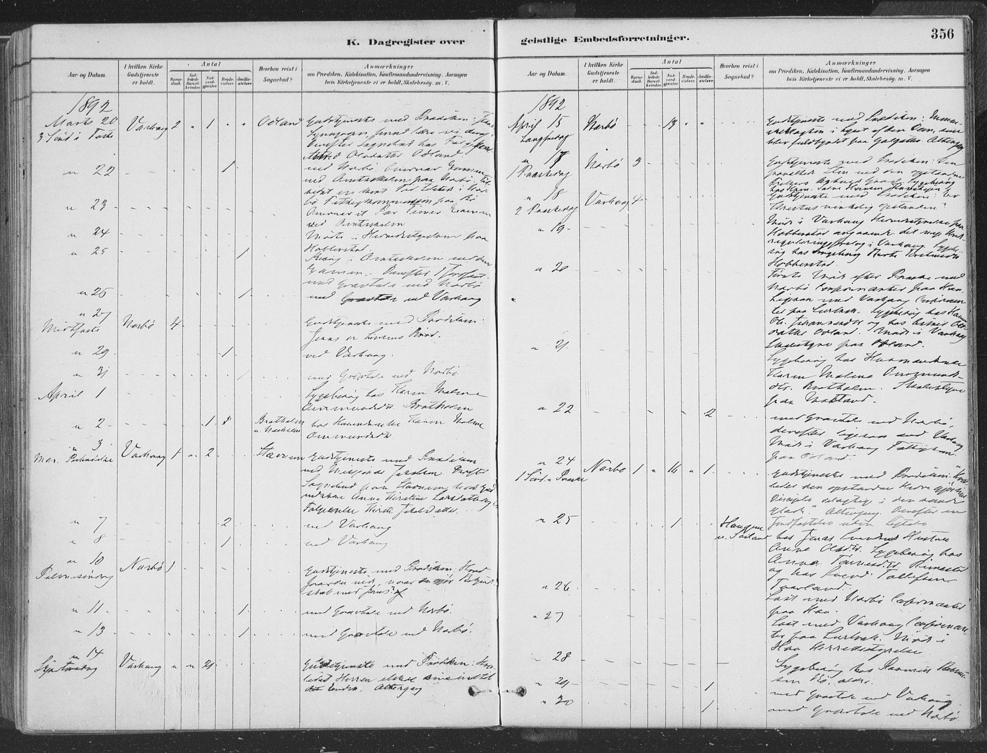 Hå sokneprestkontor, AV/SAST-A-101801/001/30BA/L0010: Parish register (official) no. A 9, 1879-1896, p. 356