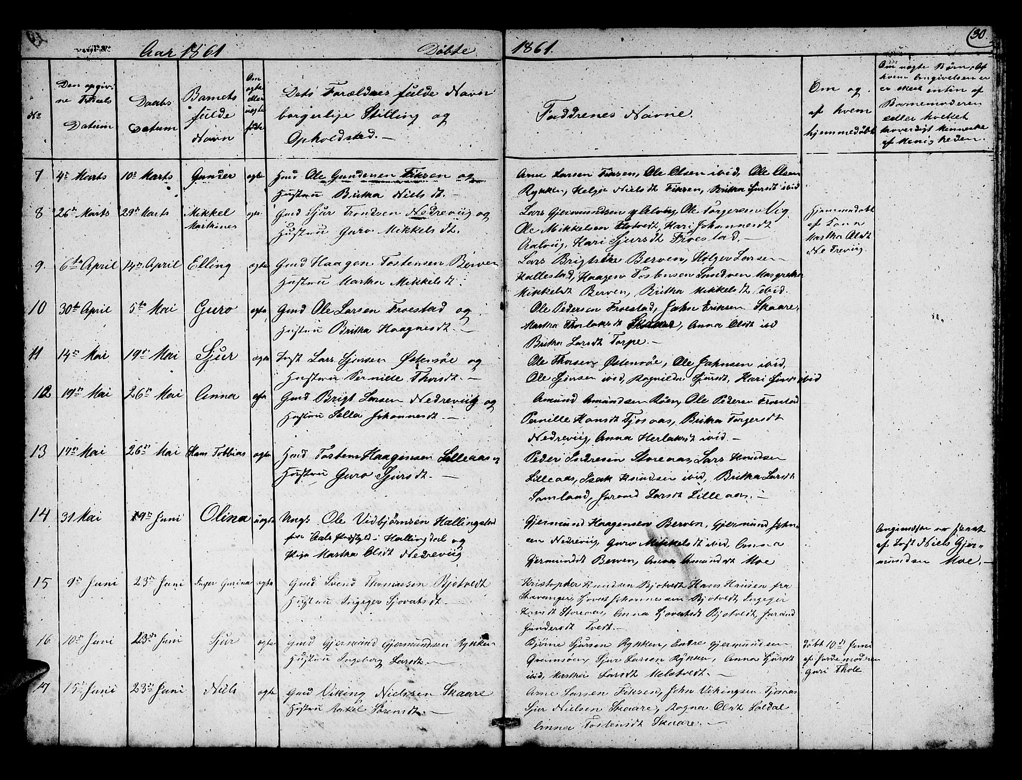 Kvam sokneprestembete, AV/SAB-A-76201/H/Hab: Parish register (copy) no. C 1, 1852-1862, p. 30