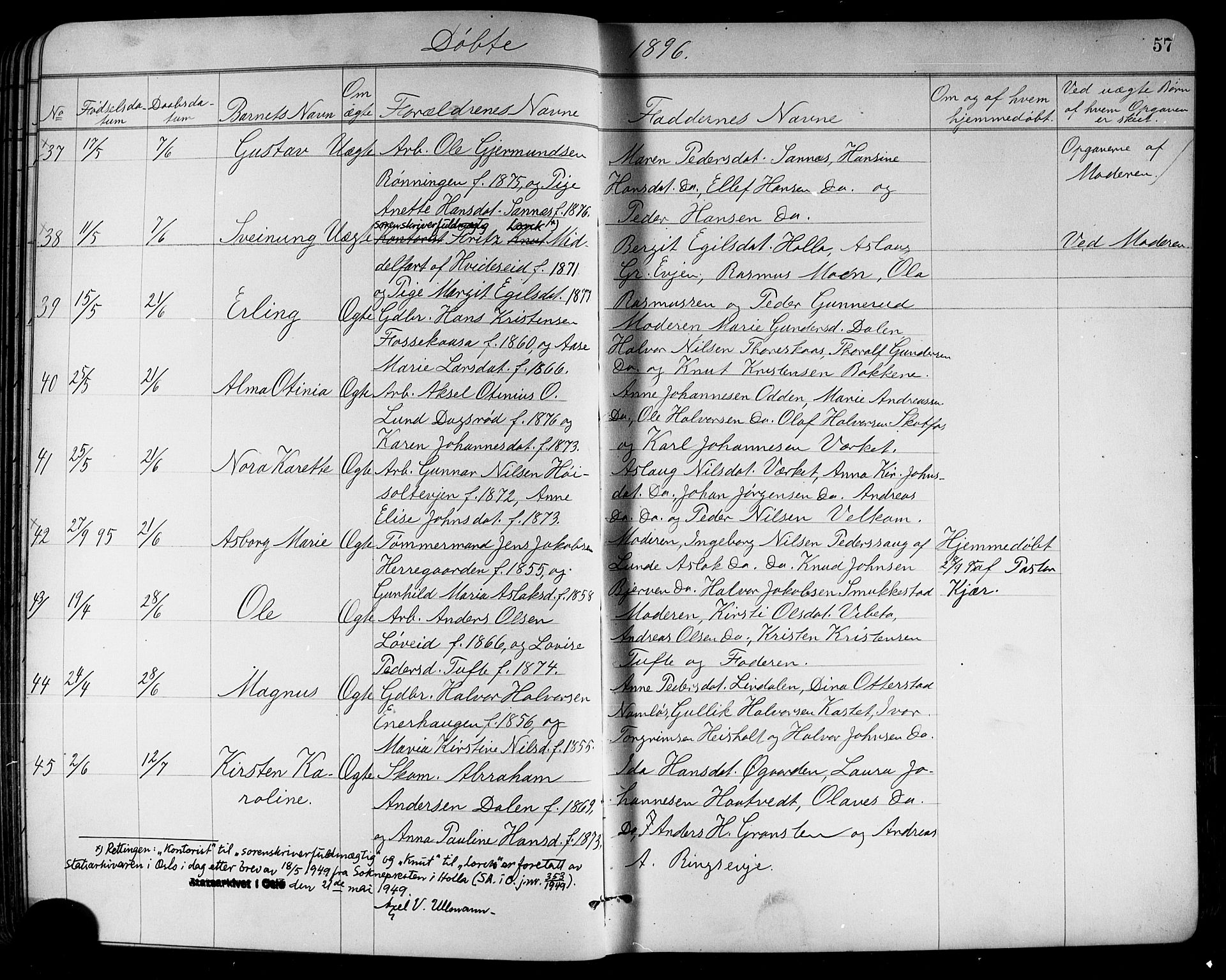 Holla kirkebøker, AV/SAKO-A-272/G/Ga/L0005: Parish register (copy) no. I 5, 1891-1917, p. 57