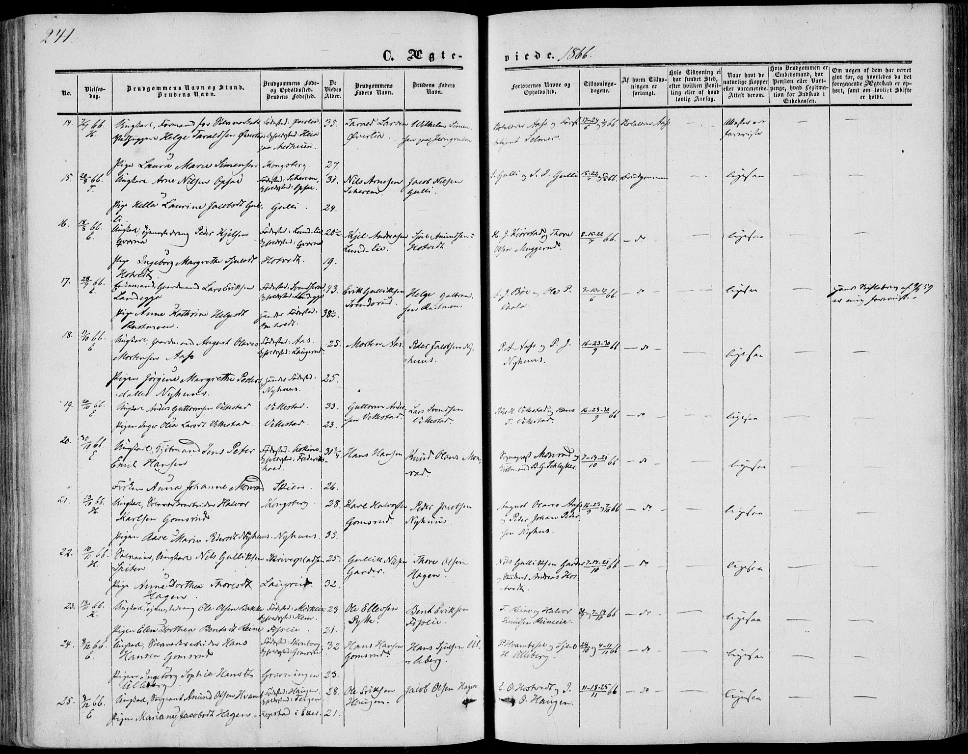 Sandsvær kirkebøker, AV/SAKO-A-244/F/Fa/L0006: Parish register (official) no. I 6, 1857-1868, p. 241